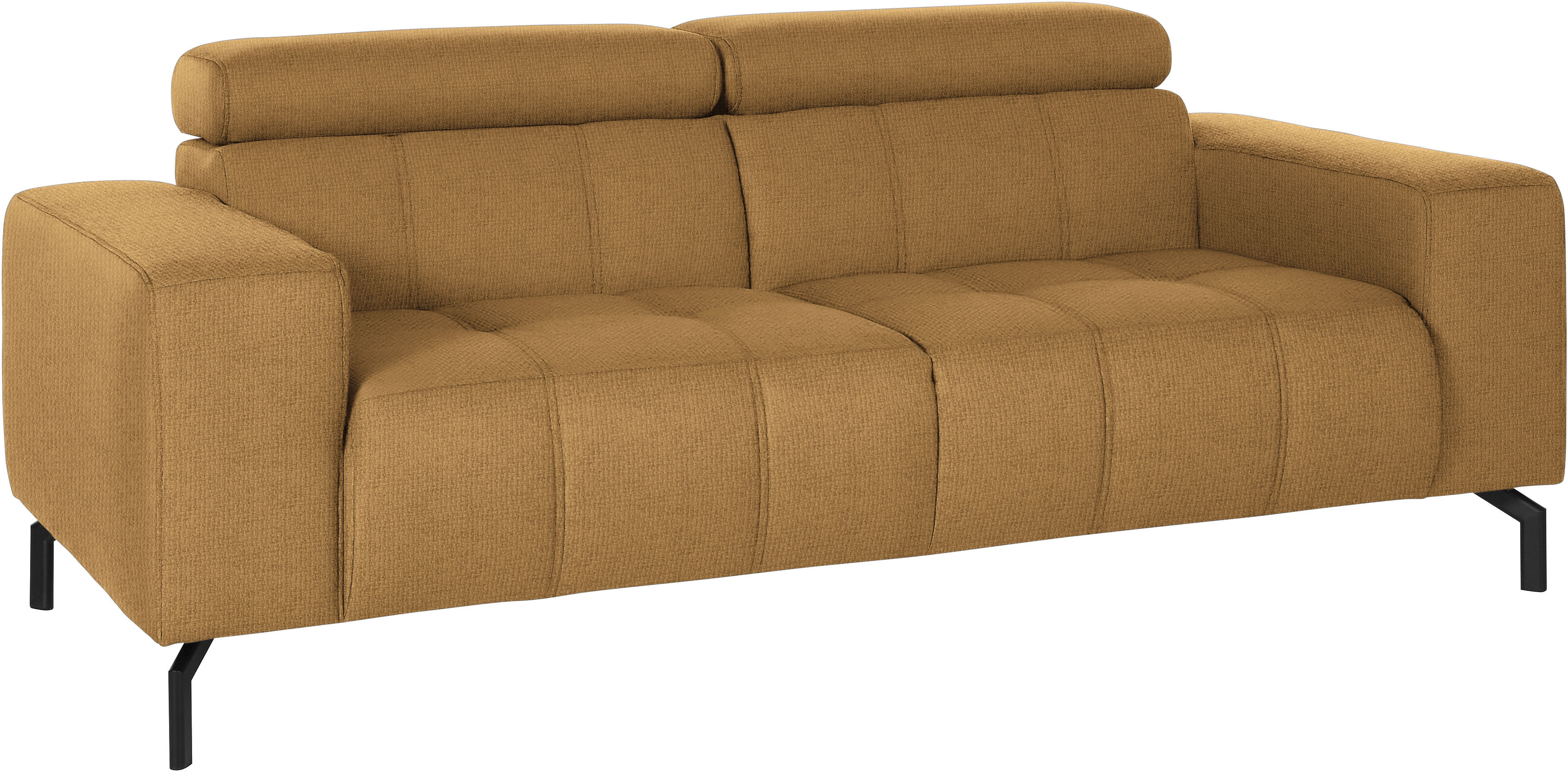 DOMO collection 2-Sitzer "Cunelli, moderne Sitznähte als Designelement, fester Sitzkomfort" whlw. verstellbare Kopfteile, passend für gängige Saugroboter