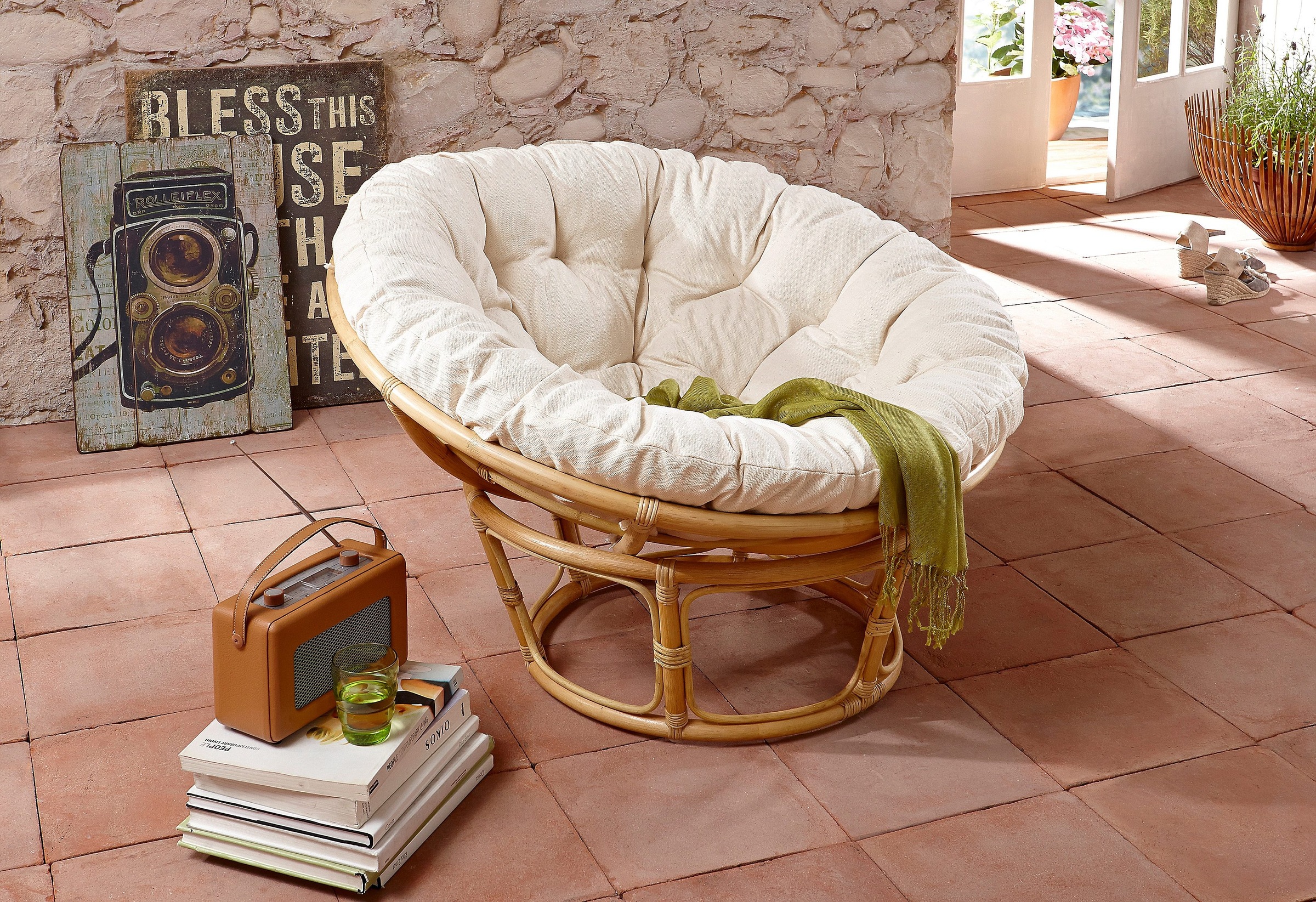 Home affaire Rattanstuhl "Papasansessel" () aus geflochtenem Rattan, in verschiedenen Größen (80-110 cm)