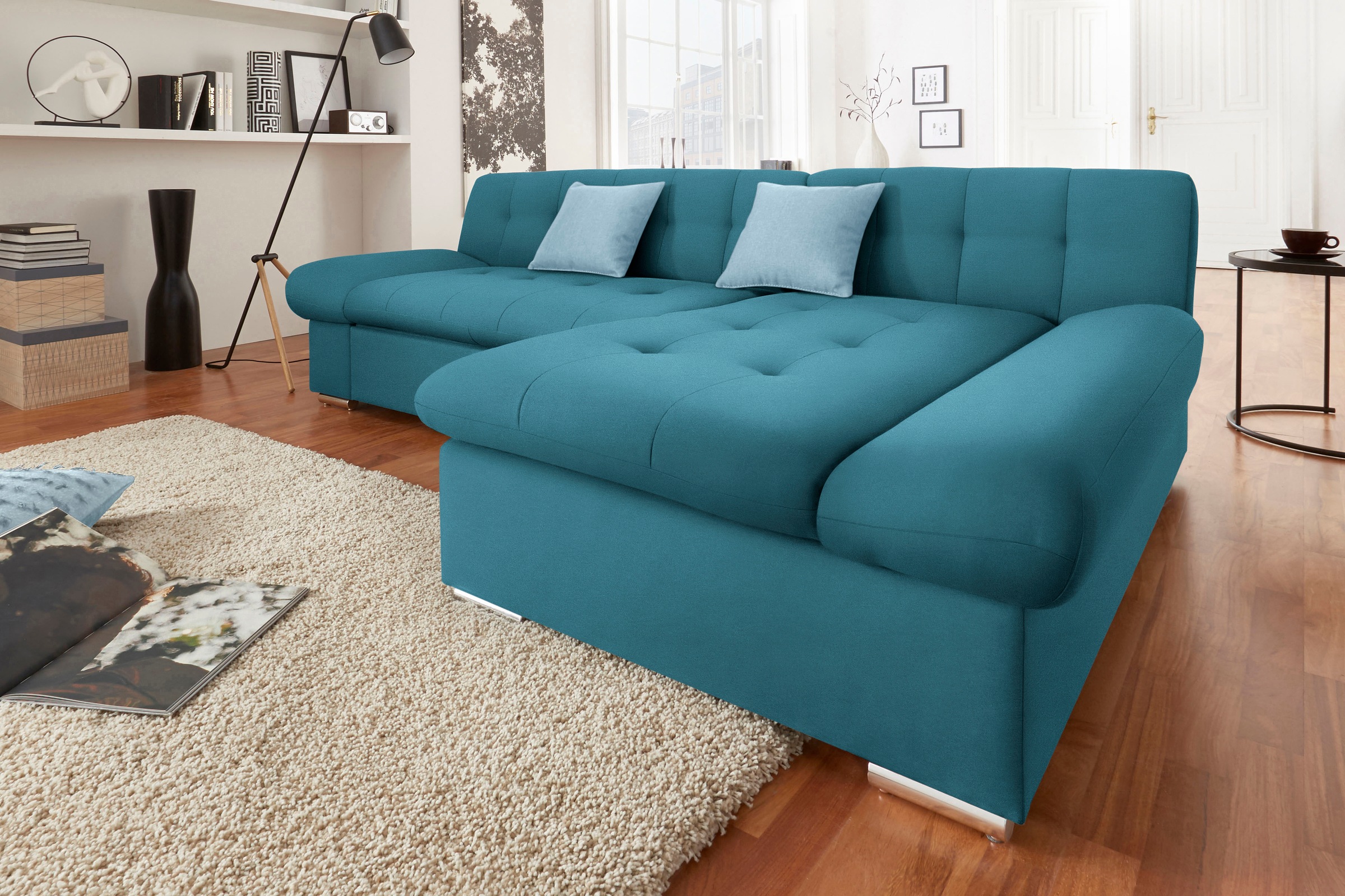 TRENDMANUFAKTUR Ecksofa "Reggae II, moderne Optik, Armteilverstellung, B/T günstig online kaufen