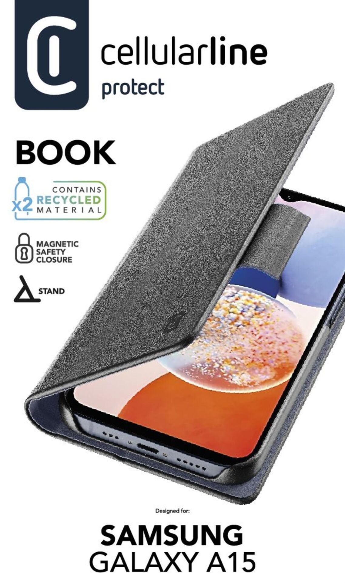 Cellularline Flip Case »Book Case für Samsung Galaxy A15 5G«, Bookcover, Schutzhülle, Smartphonehülle, stoßfest