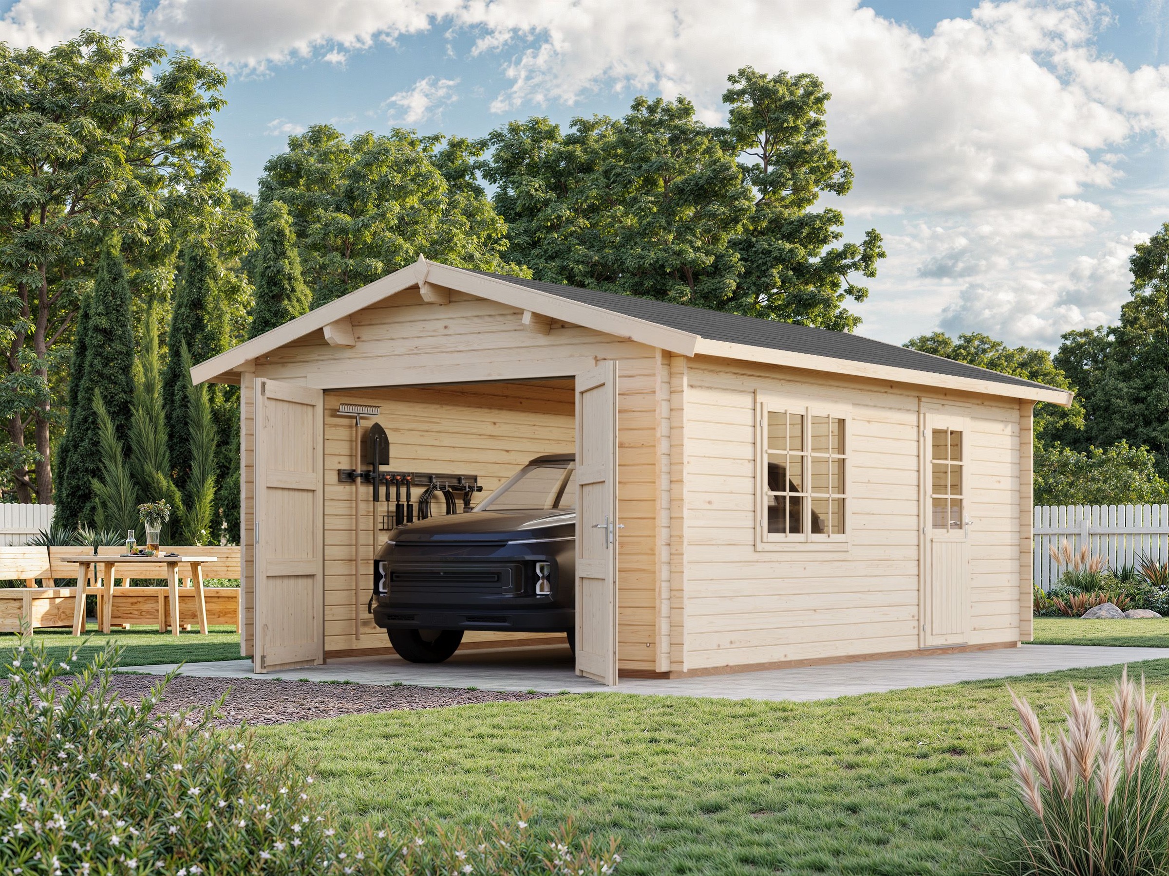 Palmako Garage »Roger, mit Holztor« BxTxH: 426x598x276 cm