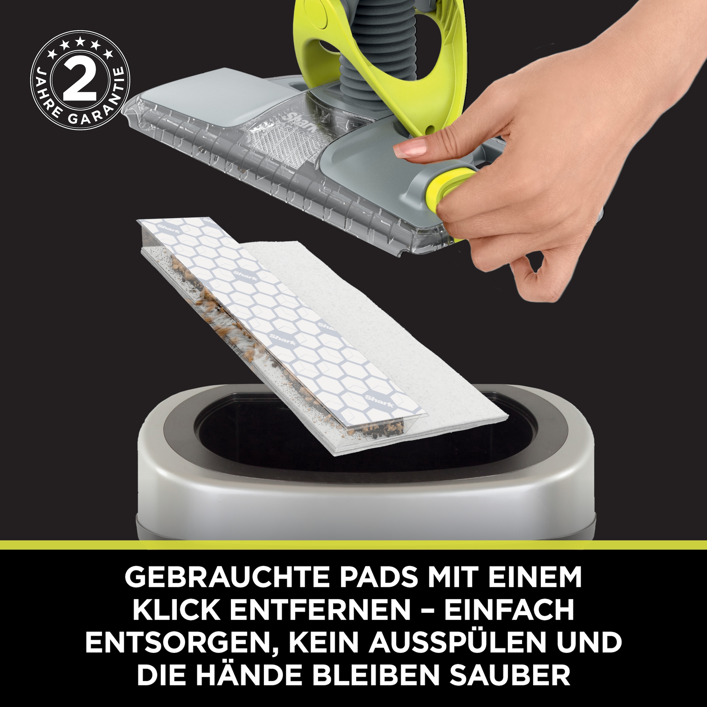 Shark Nass-Trocken-Akkusauger »Shark VacMop 2-in-1 kabelloser Staubsauger und Sprühmopp VM200EU« VOLLSTÄNDIGE REINIGUNG MIT EINEM EINZIGEN EINWEGPAD, kabellos, leicht