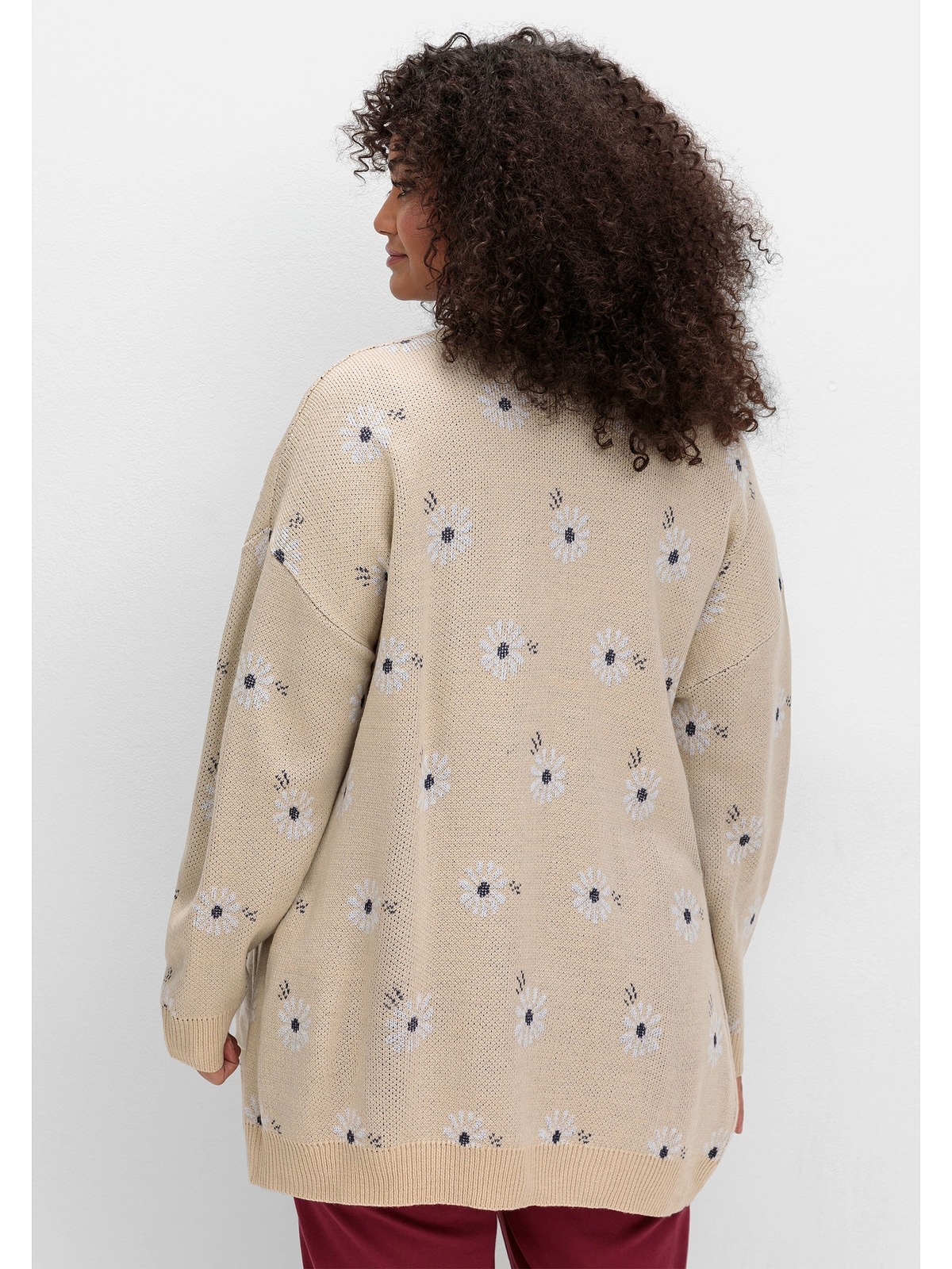Sheego Strickjacke "Große Größen", mit Blüten-Jacquardmuster günstig online kaufen