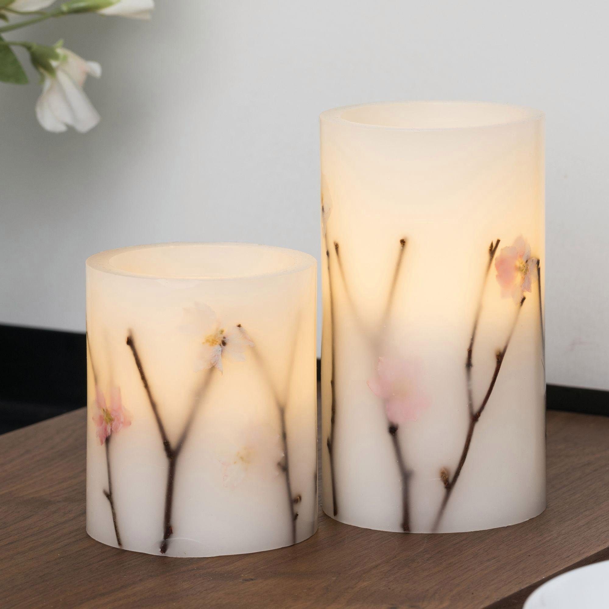 LED-Kerze Shiny Blossom Candle 2er Set, (2-tlg.)