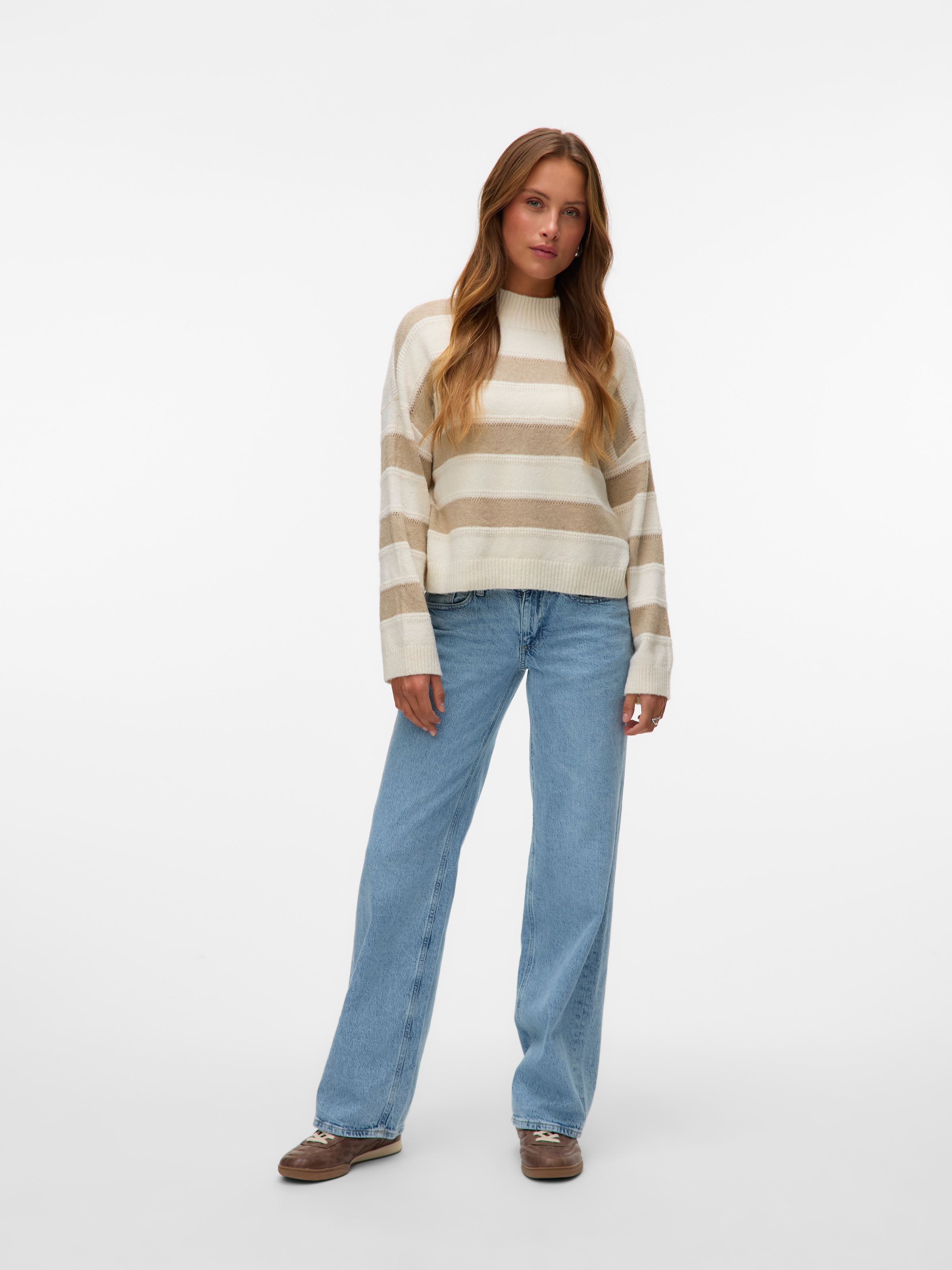 Vero Moda Strickpullover »VMINEZ LS HIGHNECK SHORT PULLOVER BOO«
