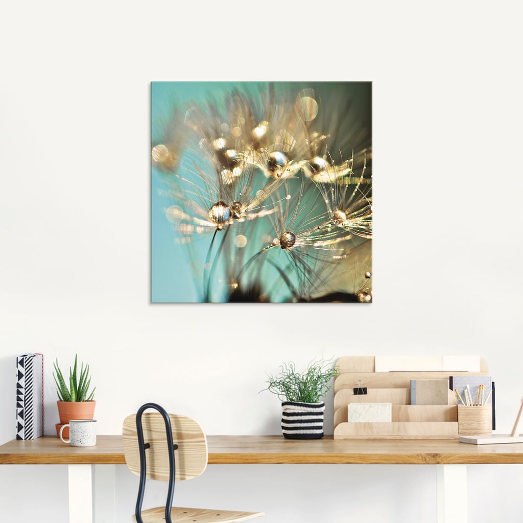 Artland Glasbild »Pusteblume glänzendes Gold«, Blumen, (1 St.)