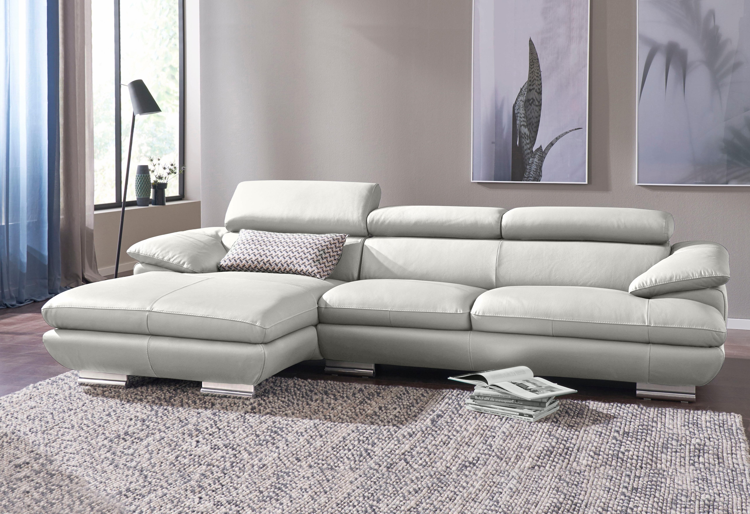 CALIA ITALIA Ecksofa »Magic, ein italienisches Sofa zum Träumen, erstklassiger Sitzkomfort«, mit verstellbaren Kopfteilen, in 2 Lederqualitäten