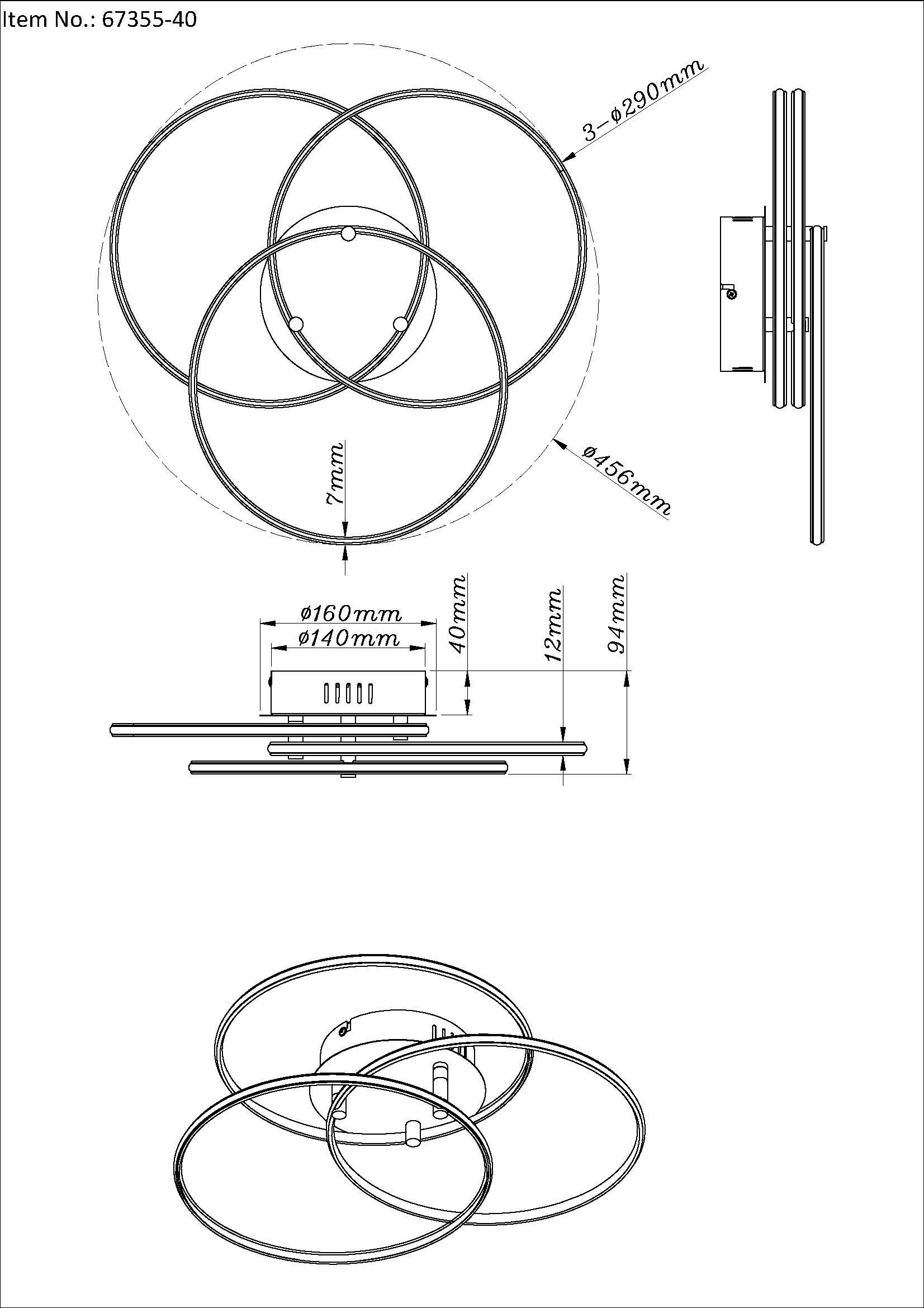 GLOBO LIGHTING Deckenleuchte »KOMBOS« LED-Modul 1 Stk. Warmweiß Deckenlampe Wohnzimmer-Leuchte Schlafzimmer-Leuchte Flur Küche