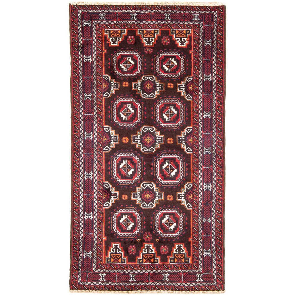 morgenland Hochflor-Läufer »Belutsch Durchgemustert Rosso 192 x 101 cm«, rechteckig