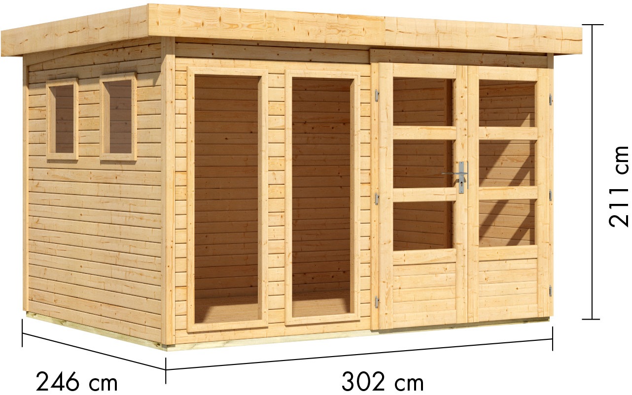 Karibu Gartenhaus »Langesee 5«, aus hochwertiger nordischer Fichte mit wasserabweisender Profilierung