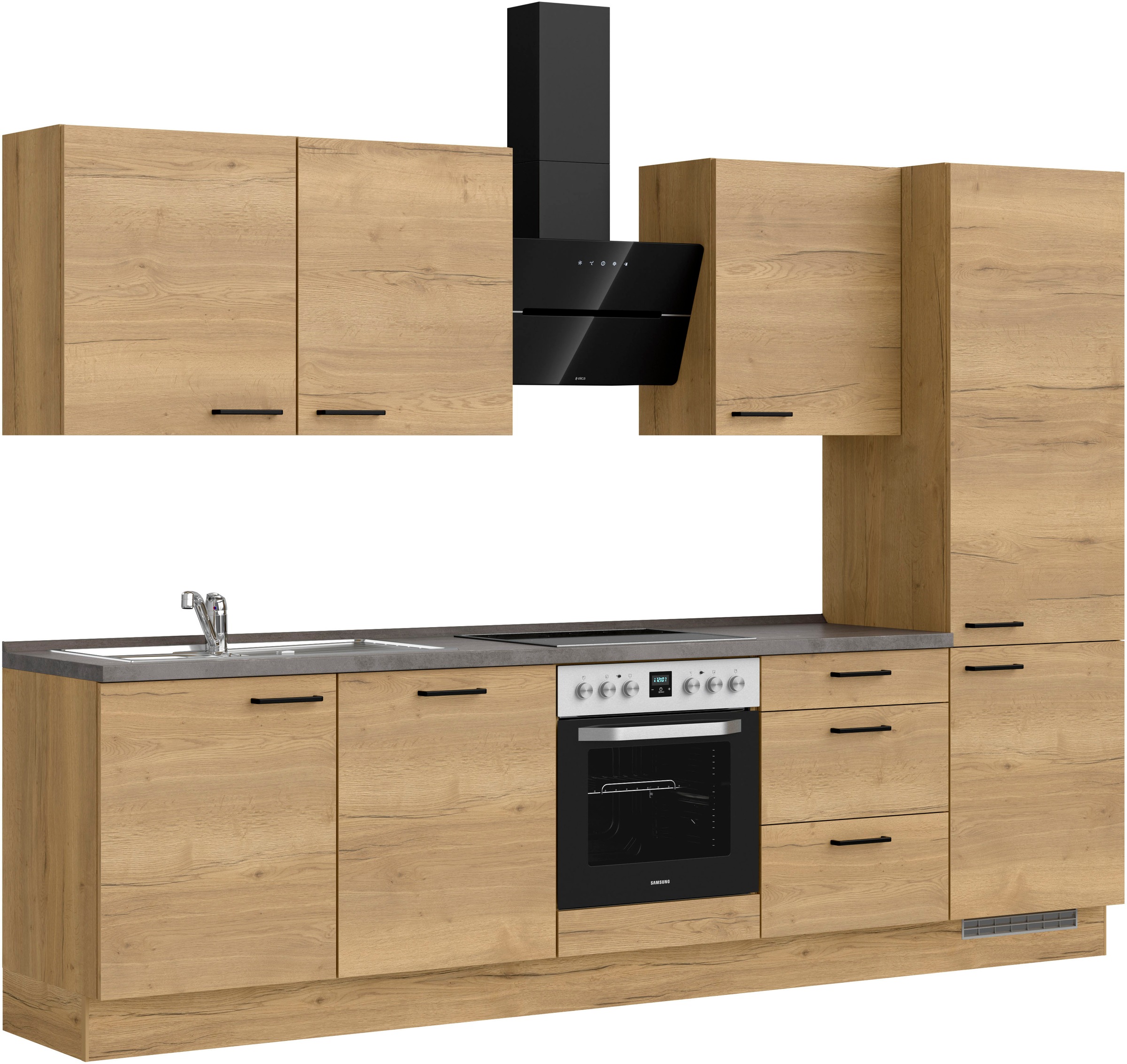 nobilia® Küchenzeile »"Structura II"«, vormontiert, Ausrichtung wählbar, Breite 300 cm, wahlw. mit E-Geräten