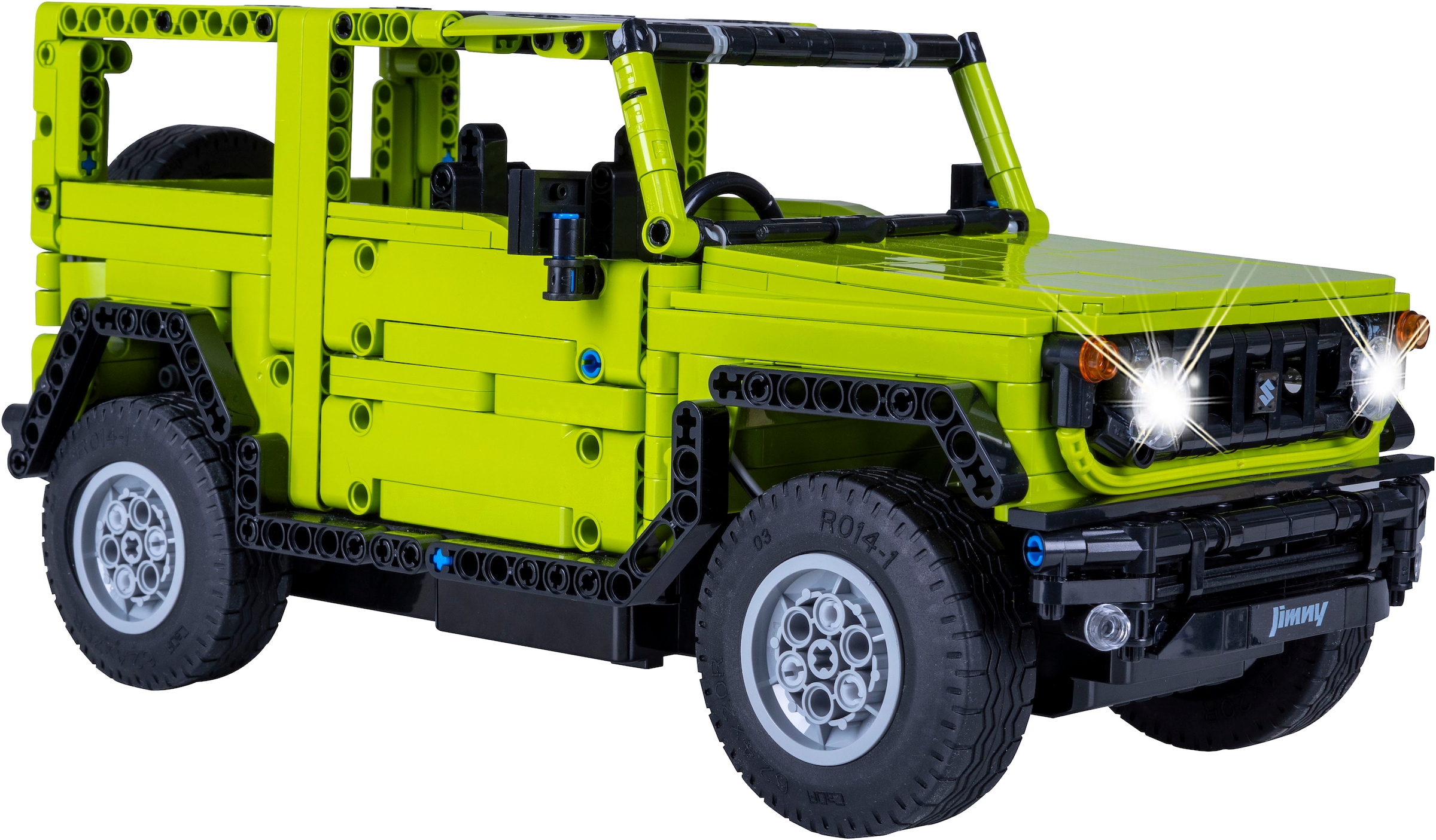 Jamara RC-Auto »CaDA, Suzuki Jimny 1:12 grün 2,4GHz Bricks«, (579 tlg.), mit LED Licht