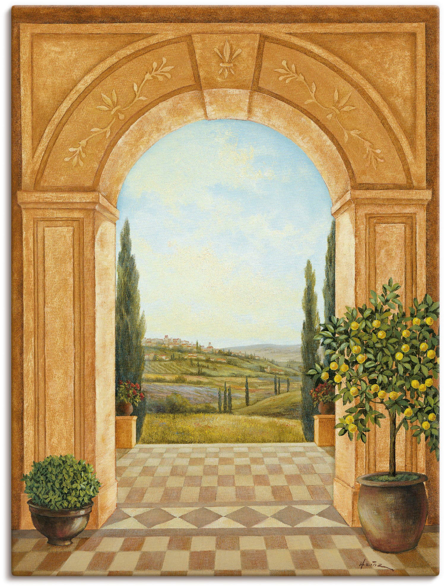 Artland Leinwandbild "Ausblick mit Zitronenbaum" Fensterblick 1 Stk. tlg. a günstig online kaufen