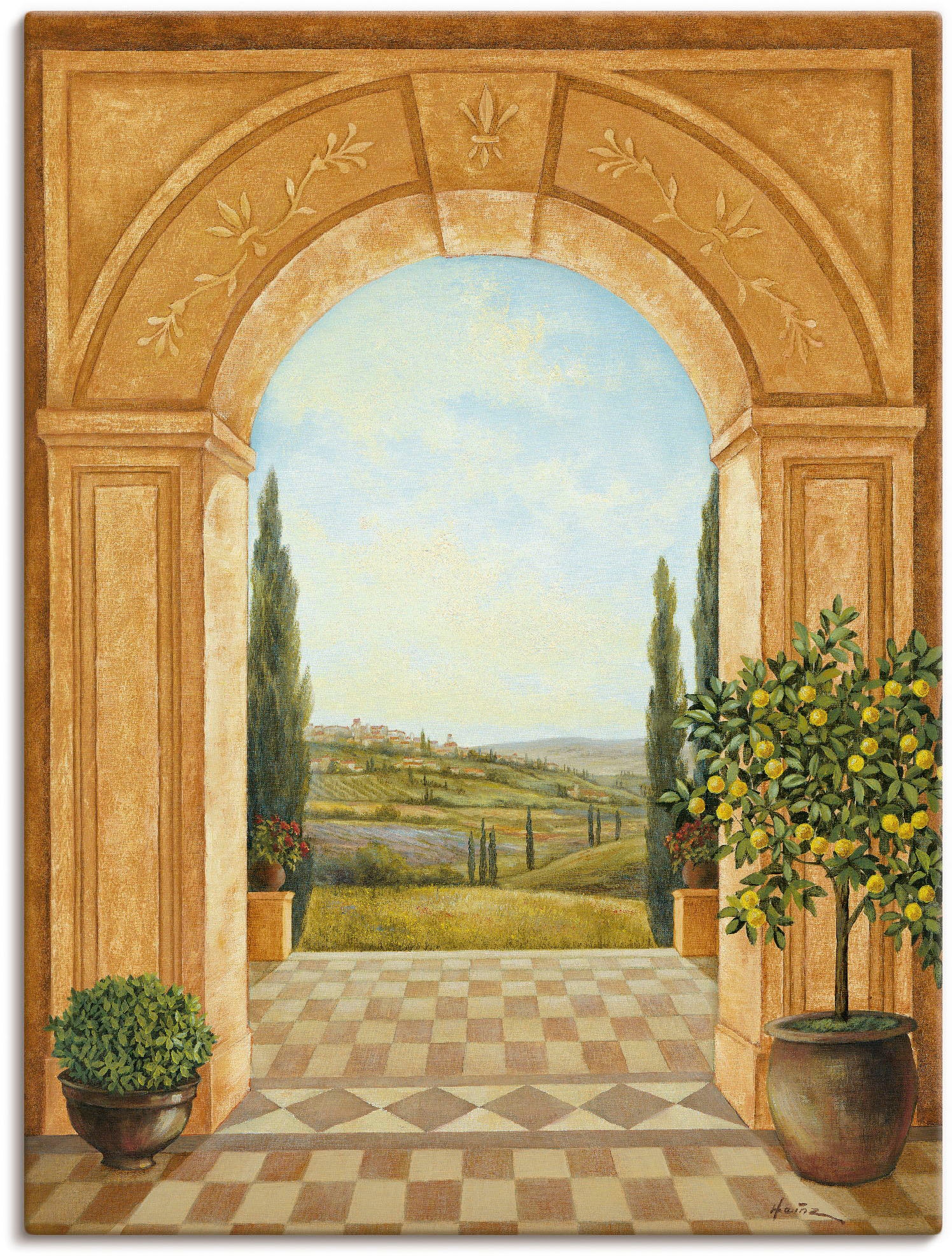 Artland Wandbild »Ausblick BAUR Leinwandbild, mit Poster Fensterblick, | Alubild, als in St.), oder (1 Größen Zitronenbaum«, versch. Wandaufkleber bestellen