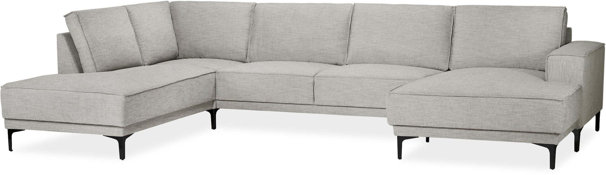OTTO home Wohnlandschaft »OLAND Flachgewebe U-Form, XXL, B: 345 cm, Skandi-Design« U-Form, 345 cm, Wellenunterfederung, Skandi-Design, Metallfüße