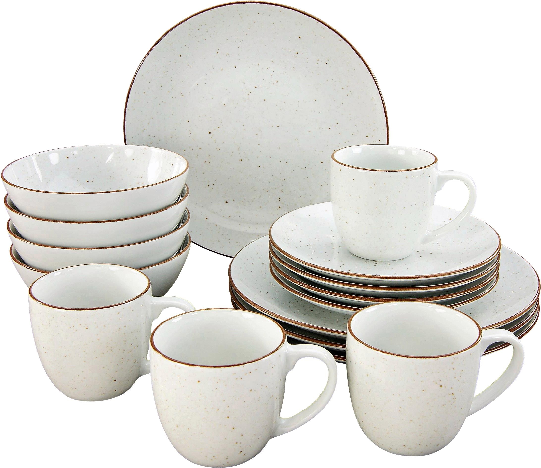 CreaTable Kombiservice »Geschirr-Set VINTAGE NATURE«, (Set, 16 Tlg ...