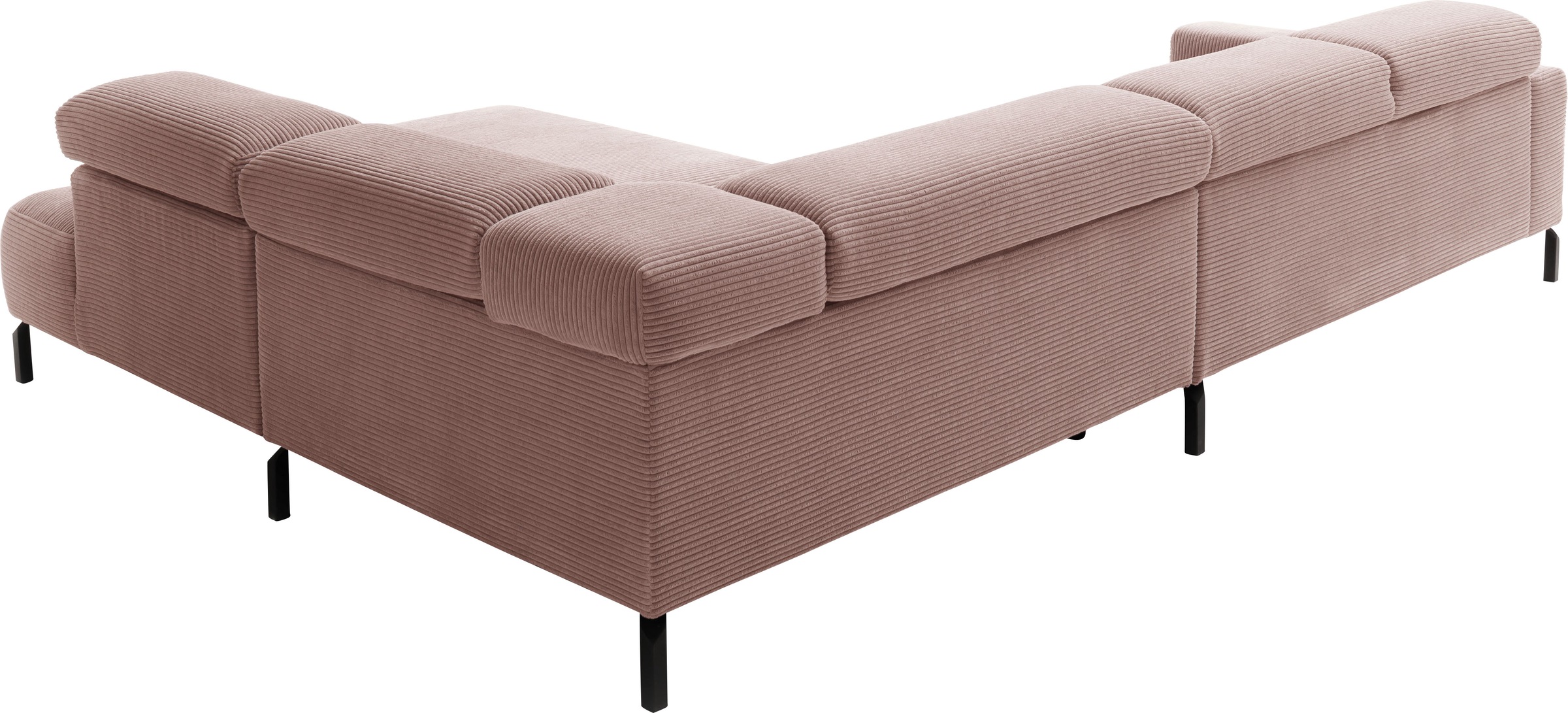 Places of Style Ecksofa »Antonelli, L-Form, inkl. Kopfteilverstellung, Breite 312 cm«, mit elektrischer Sitztiefenverstellung, in Cord, rosé