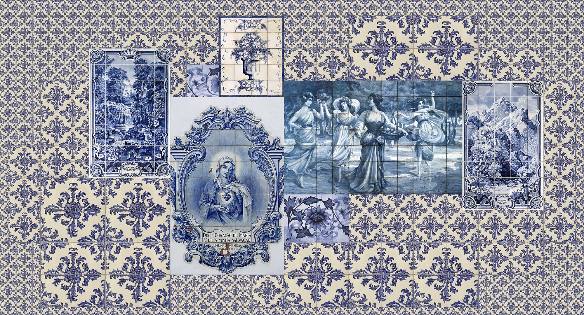 living walls Fototapete "Walls by Patel Azulejos 1" glatt Vlies, Wand, Schr günstig online kaufen