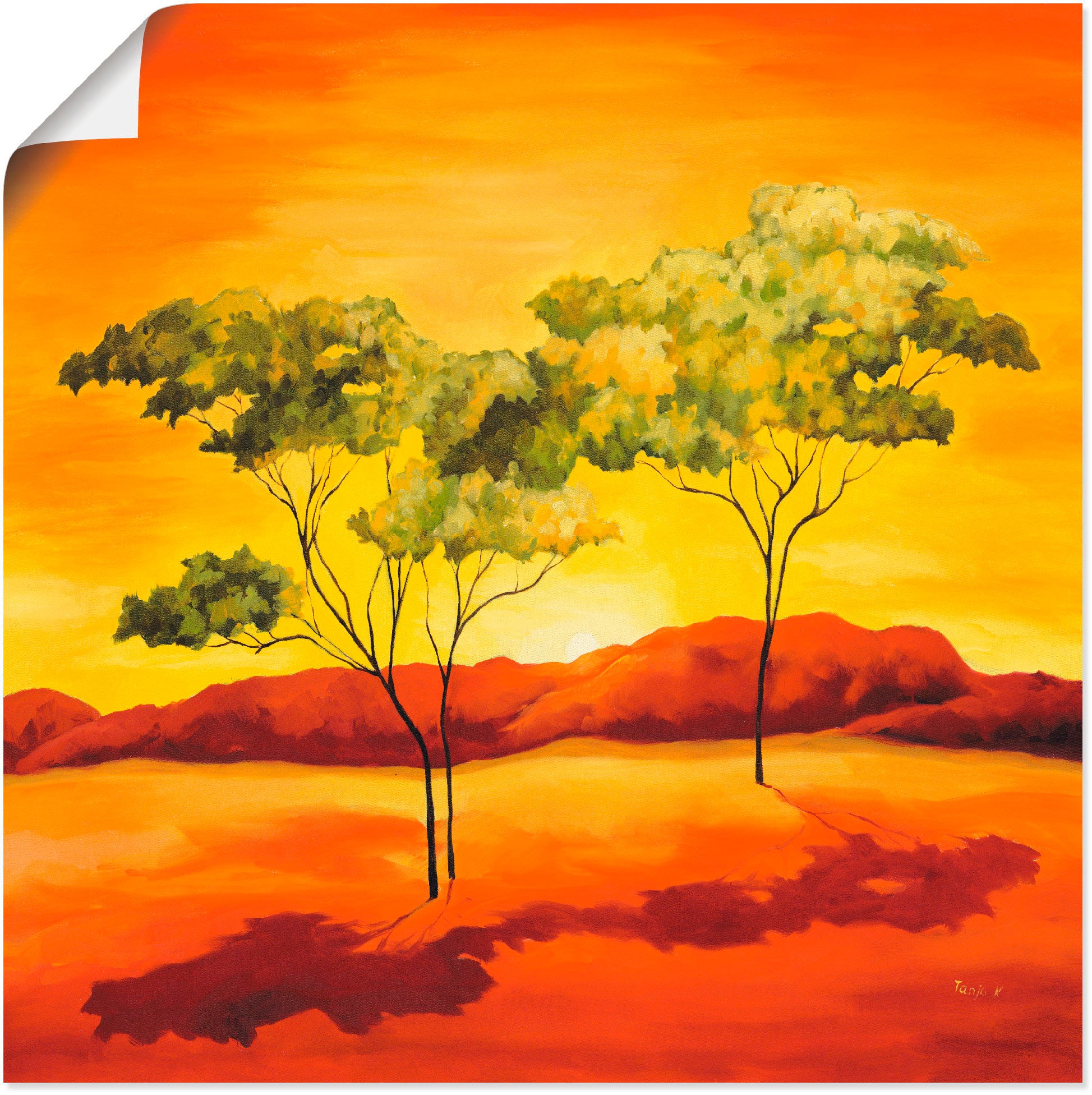 Artland Wandbild "Sonnenuntergang in der Steppe", Afrika, (1 St.), als Lein günstig online kaufen