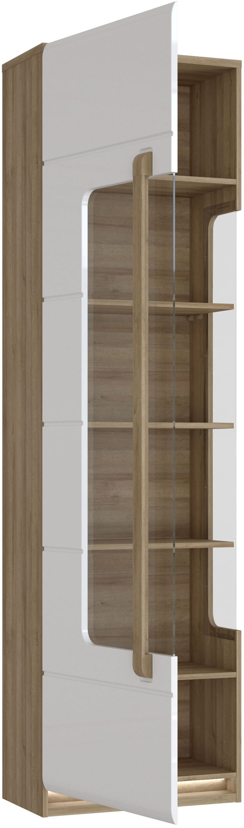 Thumbnail - FORTE Vitrine "Attention" B/H/T 60,2/210/34,3 cm, Vitrine inkl. Beleuchtung, Höhe 210 cm, Soft Close, Glastüre