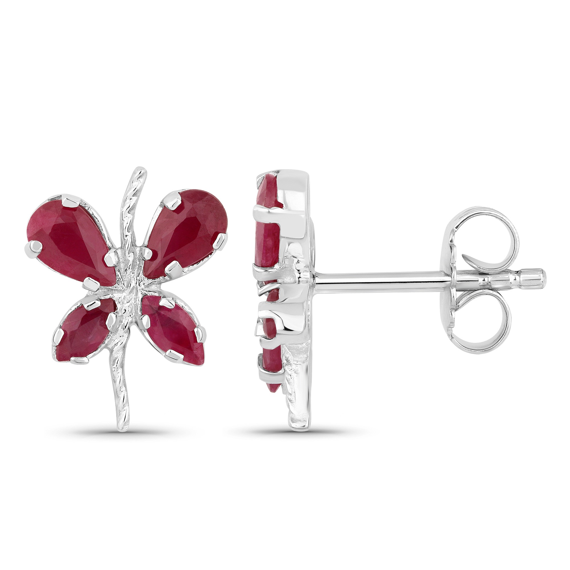 Vira Jewels Paar Ohrstecker »Silber 925 rhodiniert Schmetterling-Motiv mit echtem Rubin«