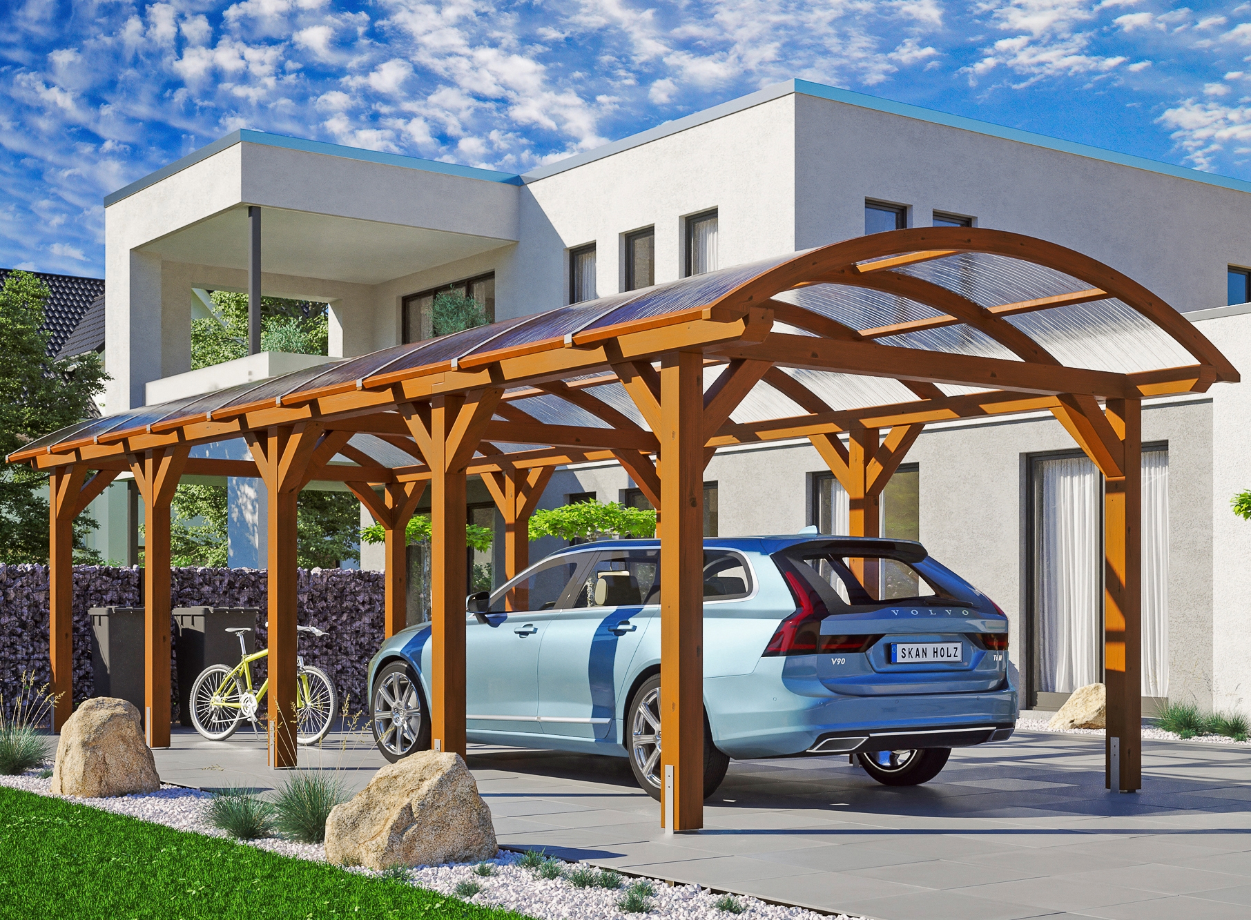 Skanholz Einzelcarport "Franken" Leimholz 300 cm braun