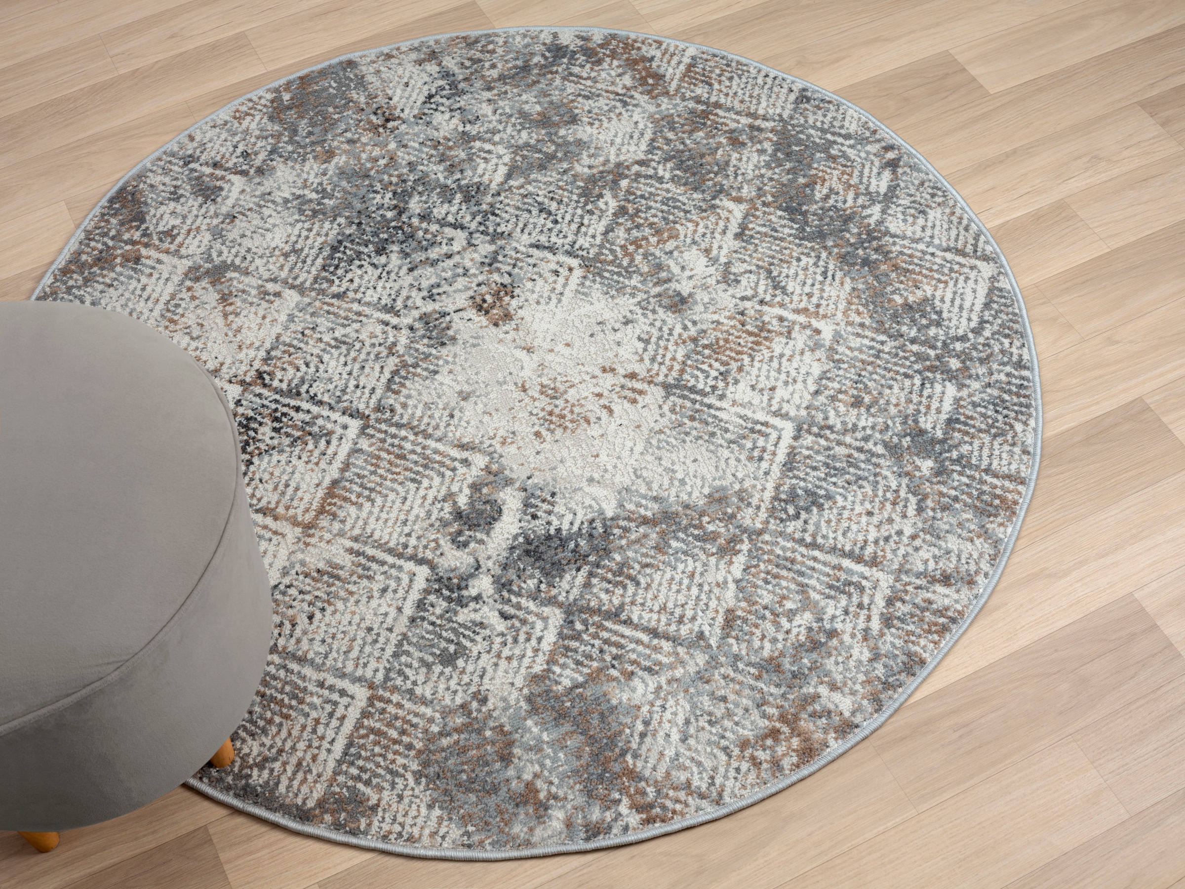 Teppich OTTO HOME "Micah", beige (creme), B:120cm H:8mm L:120cm Ø:120cm, Polyester, Teppiche, Teppich, Kurzflor, modernes Design, pflegeleicht, Wohnzimmer 2