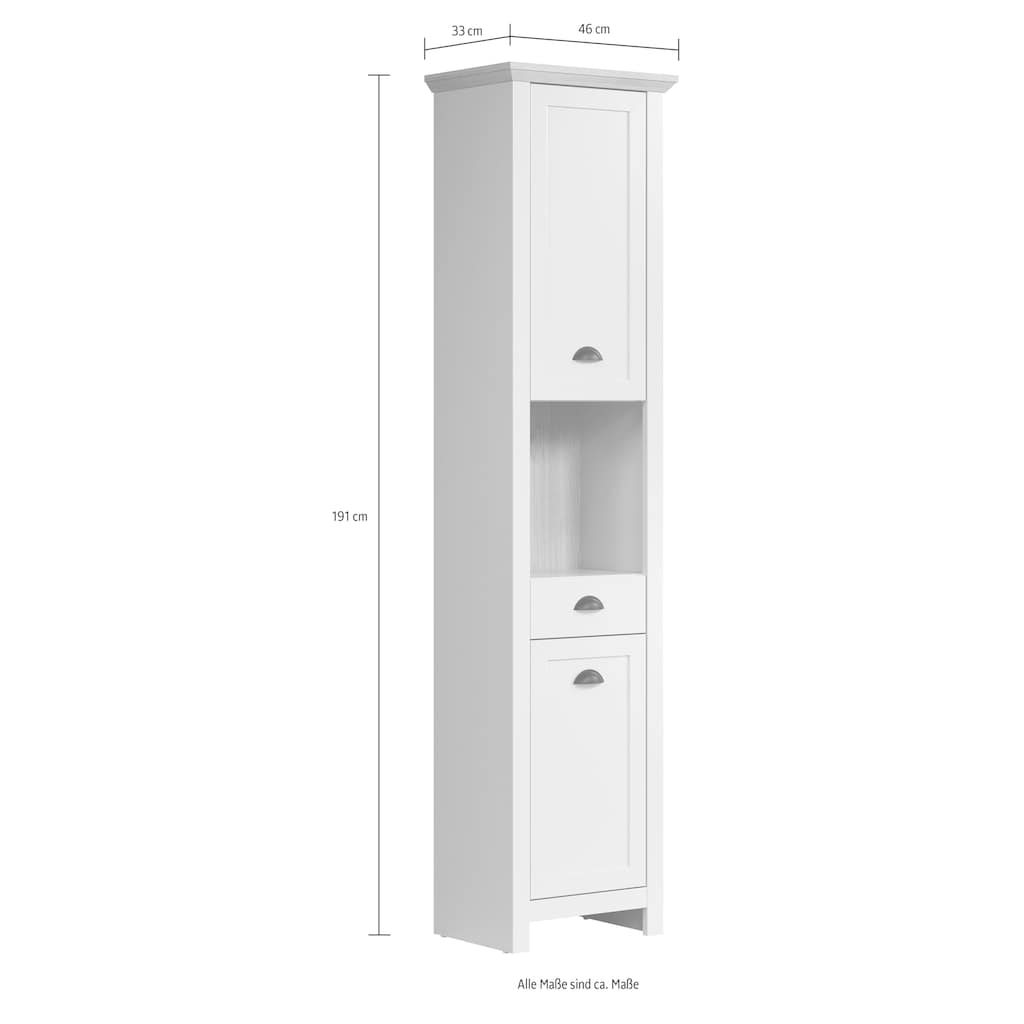 trendteam Badmöbel-Set »Landside«, 5-teilig, bestehend aus: Hochschrank, Waschbeckenunterschrank, Standschrank, Hängeschrank und Spiegelschrank