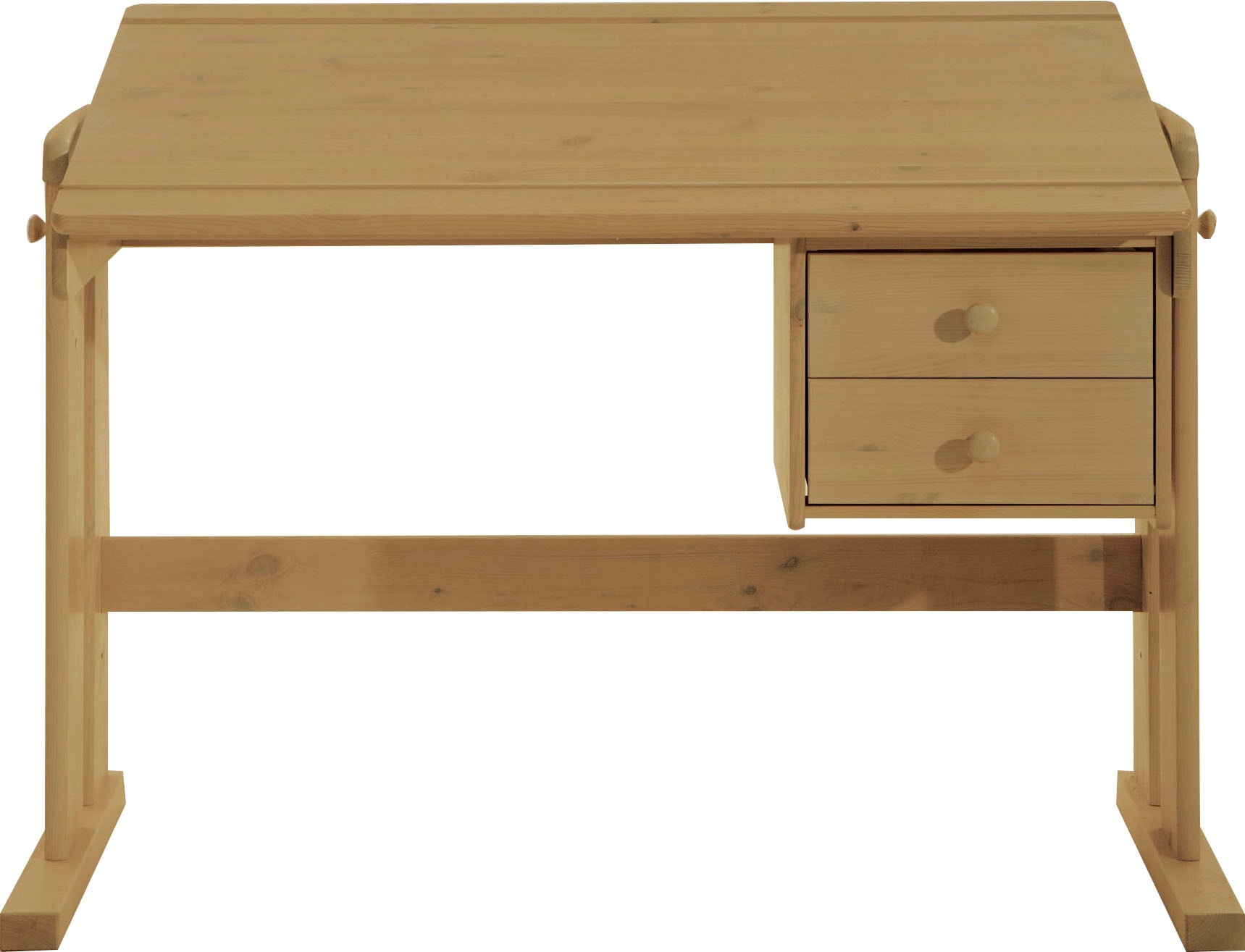 Lüttenhütt Kinderschreibtisch "Hein", Schreibtisch in Kiefer massiv, höhenverstellbar mit Schubladen