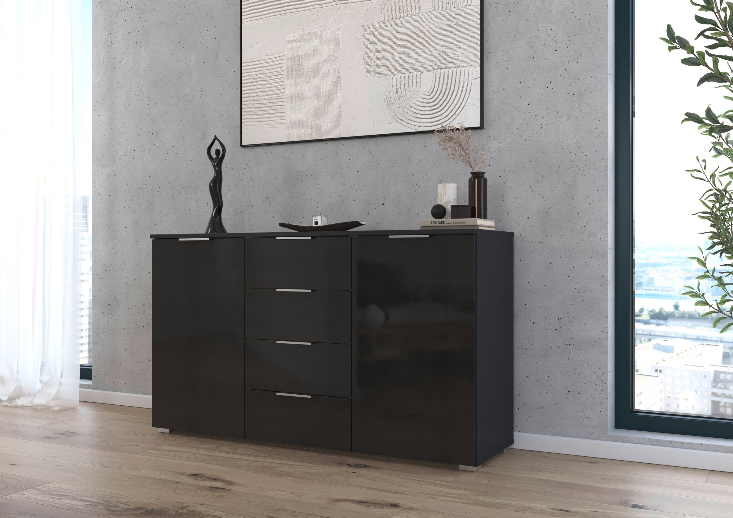 OTTO home "Sideboard Schubladenkommode AGORDO mit Dekor- oder Hochglanzfron günstig online kaufen