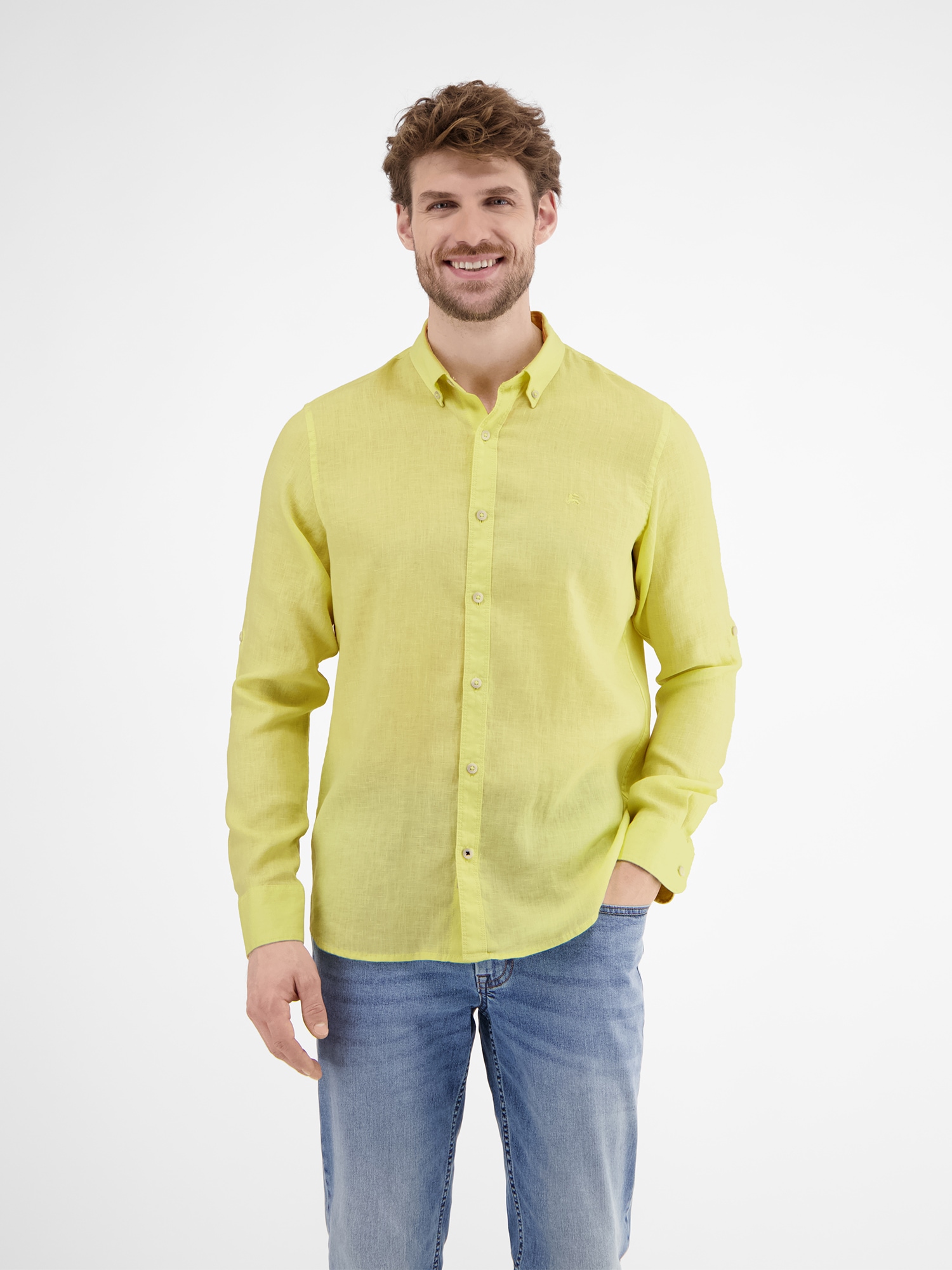 LERROS Langarmhemd "LERROS Herrenhemd in Leinen-Baumwoll-Blend" günstig online kaufen