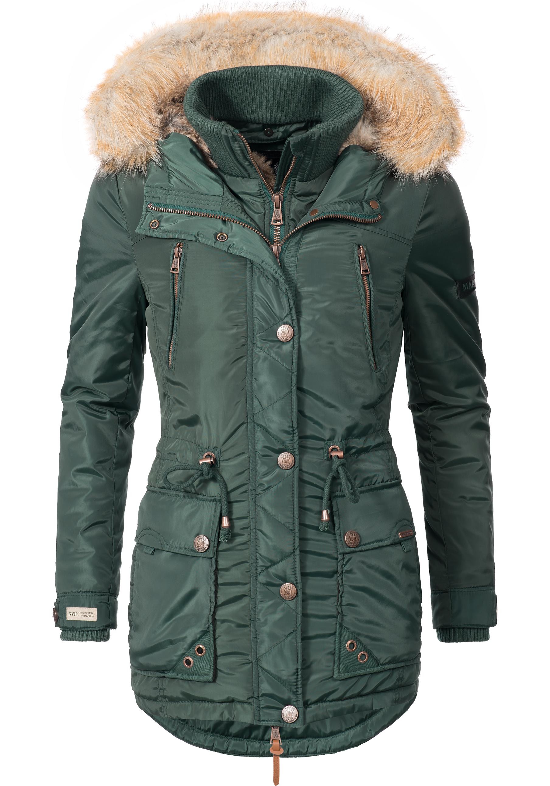 Marikoo Wintermantel »Grinsekatze«, stylischer Winter Parka m. edlem Fellimitat