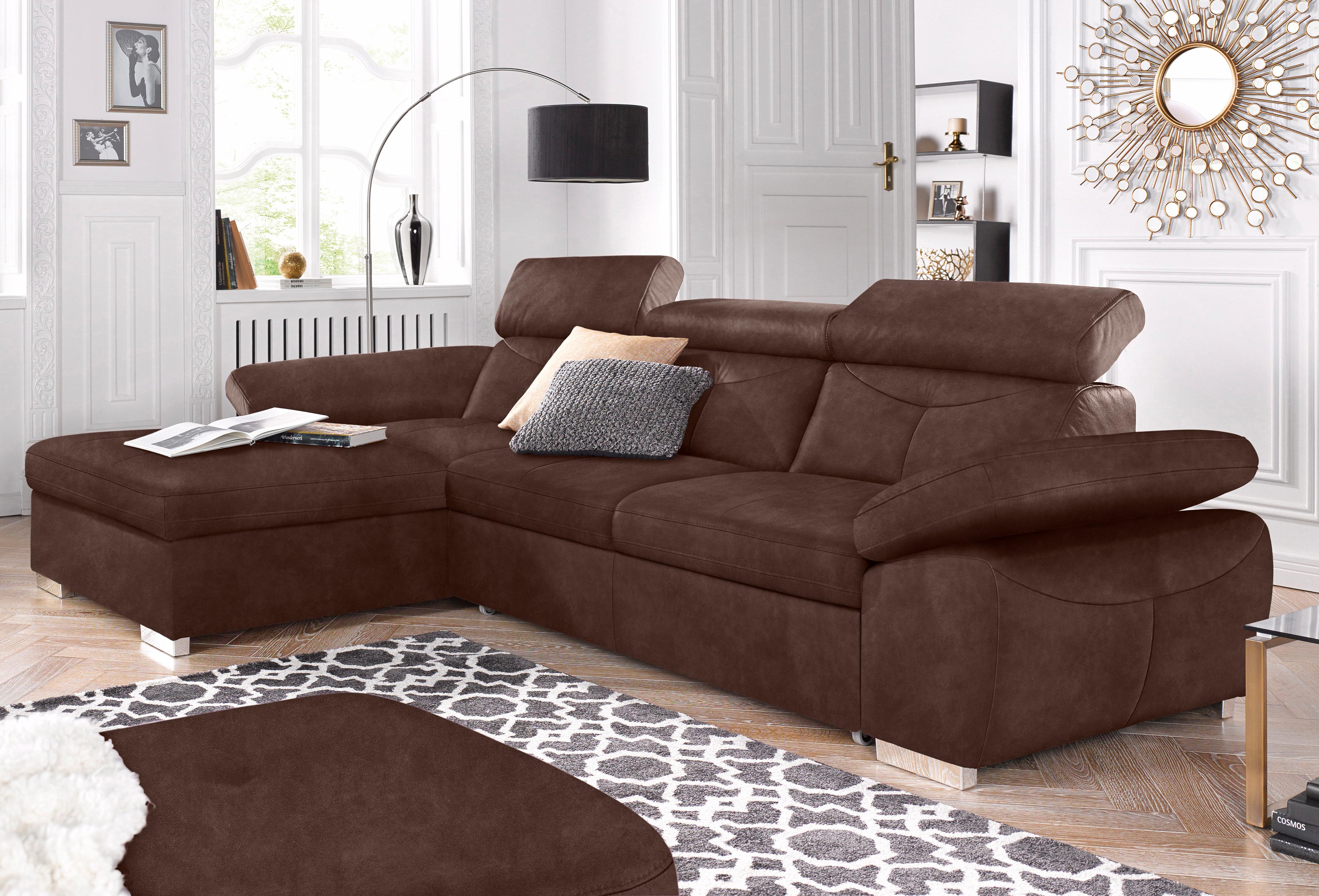 exxpo - sofa fashion Ecksofa "Spring, super bequem, mit Armteil- und Kopfteilfunktion" mit Bettfunktion & Bettkasten, Luxus-Microfaser +Simply Clean