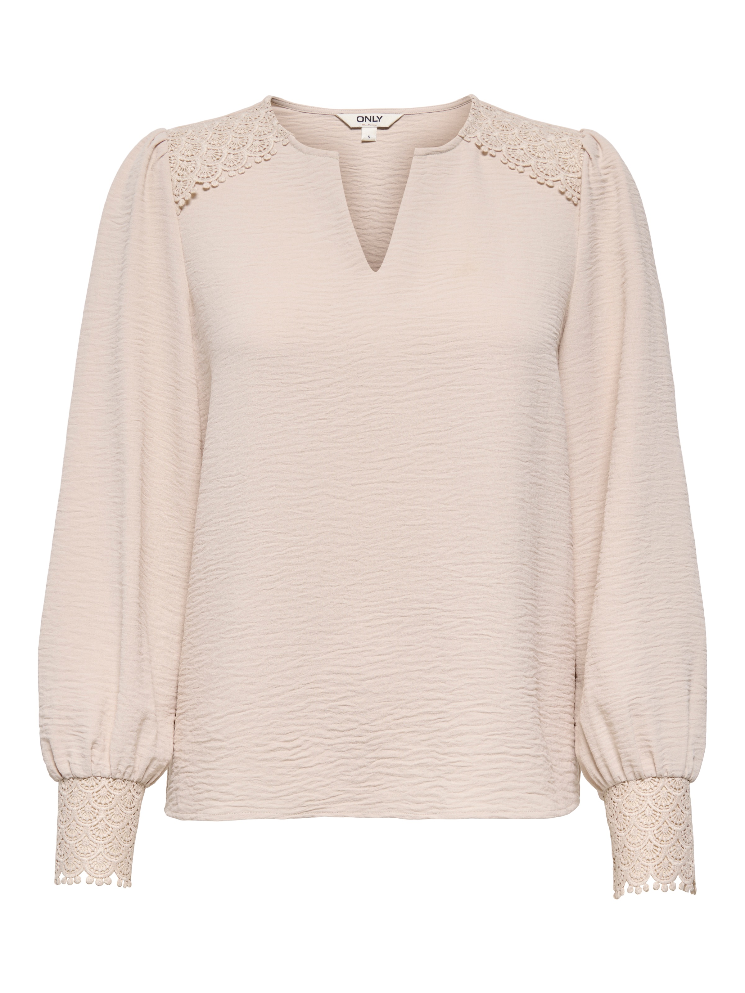 ONLY Langarmbluse "ONLCERENA METTE L/S LACE VNECK TOP WVN" Kunstfaser, regu günstig online kaufen