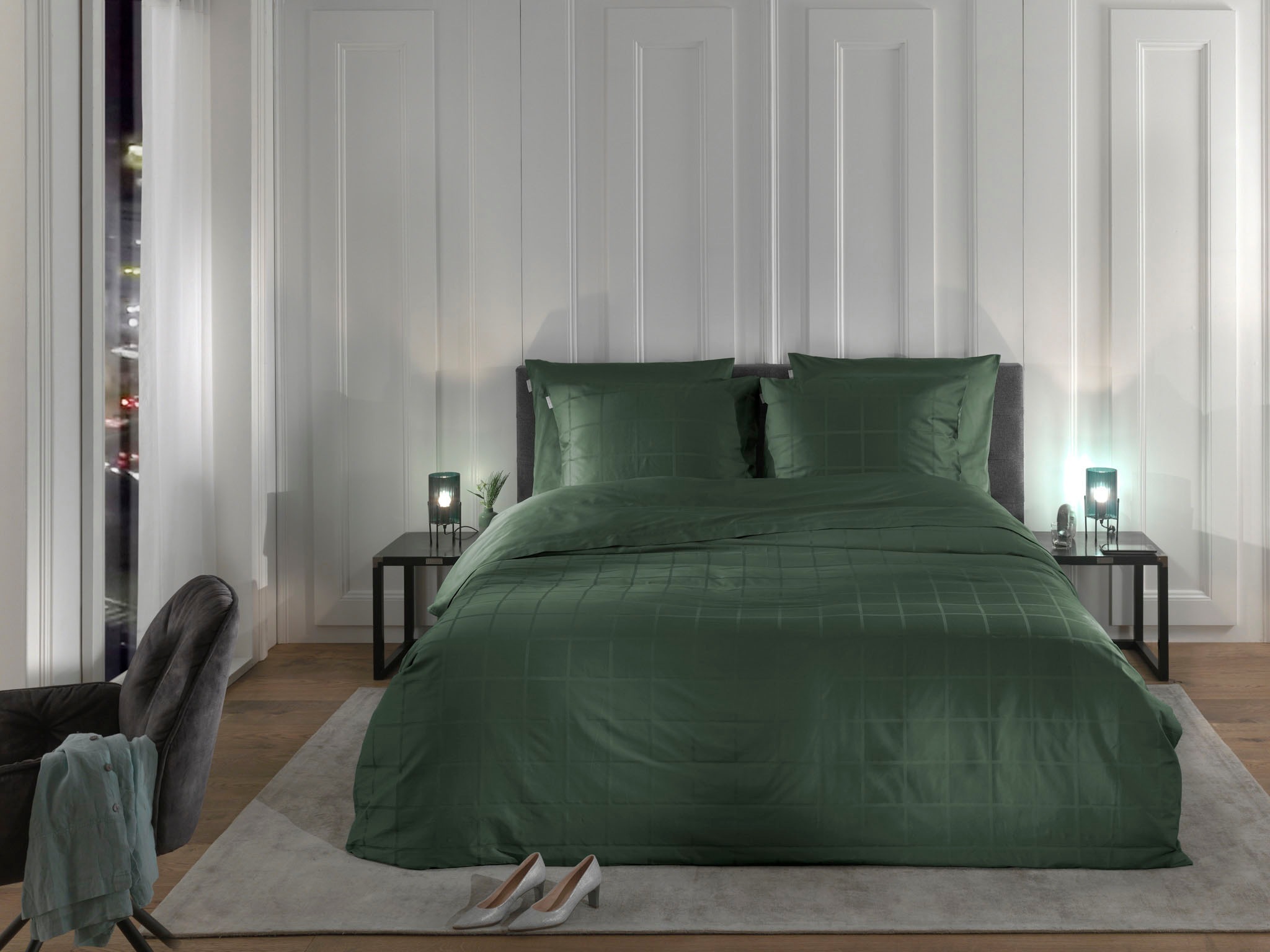 Heckett & Lane Wendebettwäsche »Diamante« 2 Stk. tlg. kariert, hochwertiges Mako-Satin, Bettwäsche ab 135x200 cm.