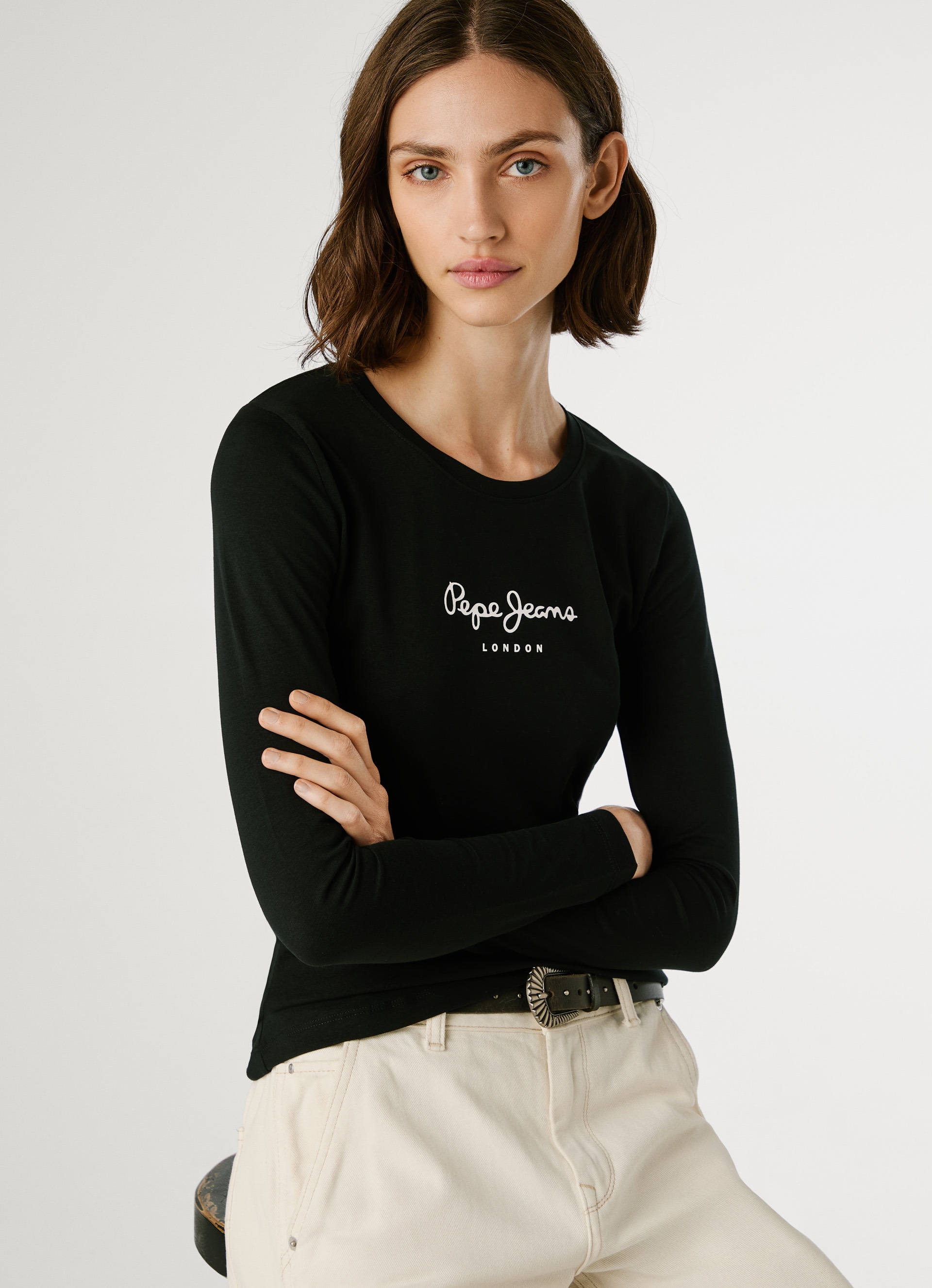 Pepe Jeans Langarmshirt »NEW VIRGINA L/S« mit Logo-Print