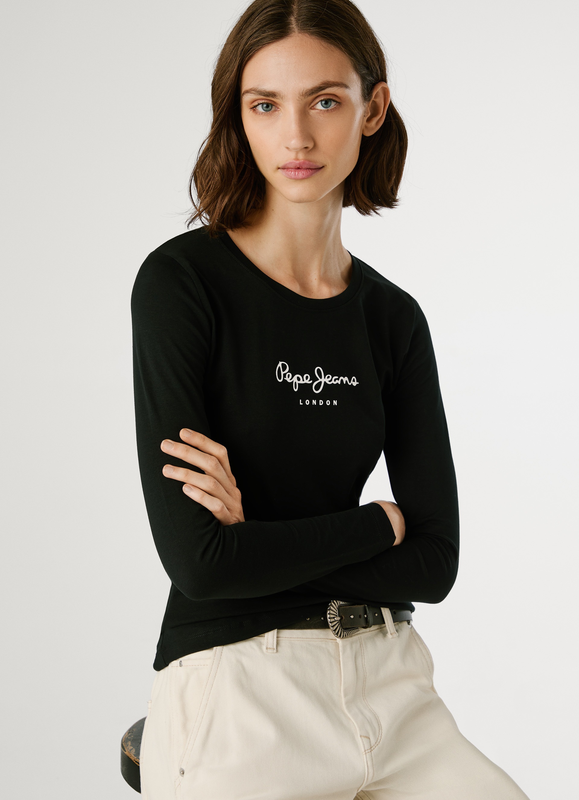 Thumbnail - Pepe Jeans Langarmshirt "NEW VIRGINA L/S" mit Logo-Print