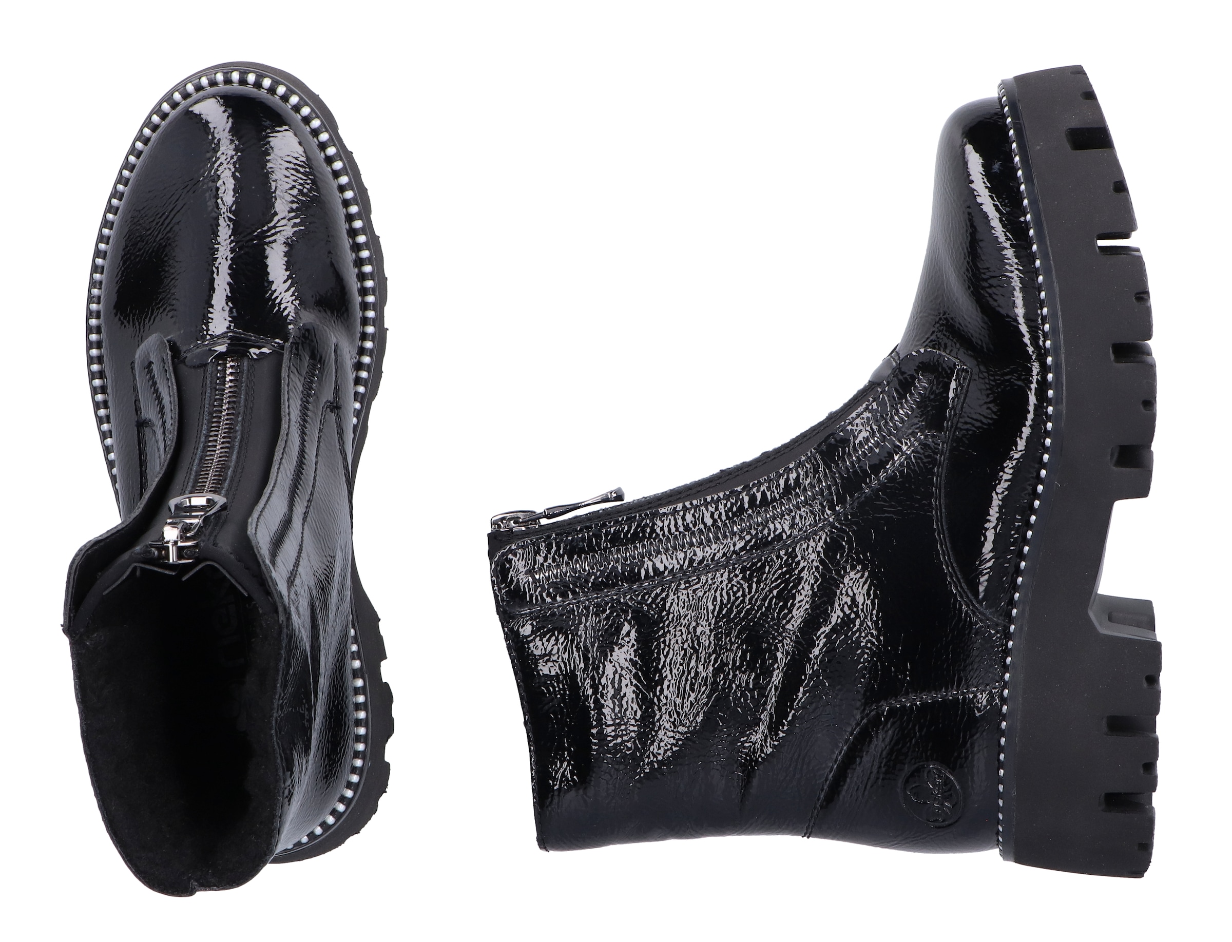 Rieker Winterstiefelette, Boots, Front Reißverschluss, Profilsohle, Nieten besetzter Rahmen