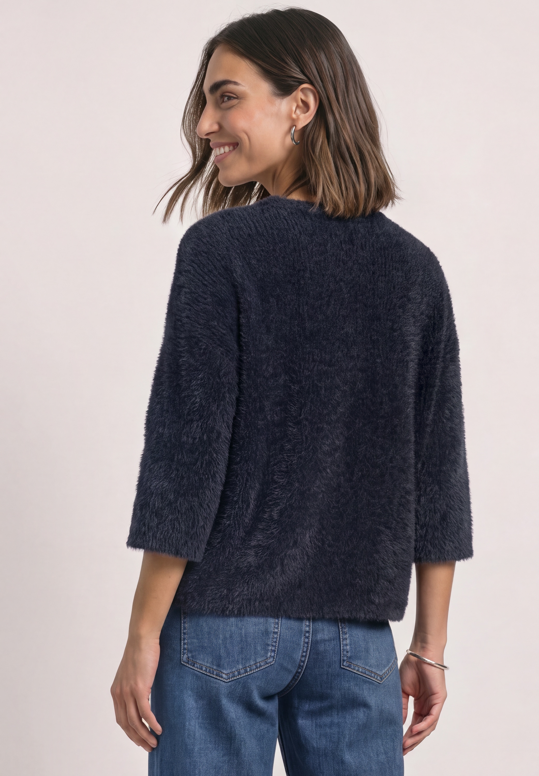 STREET ONE Kurzarmpullover mit Federgarn