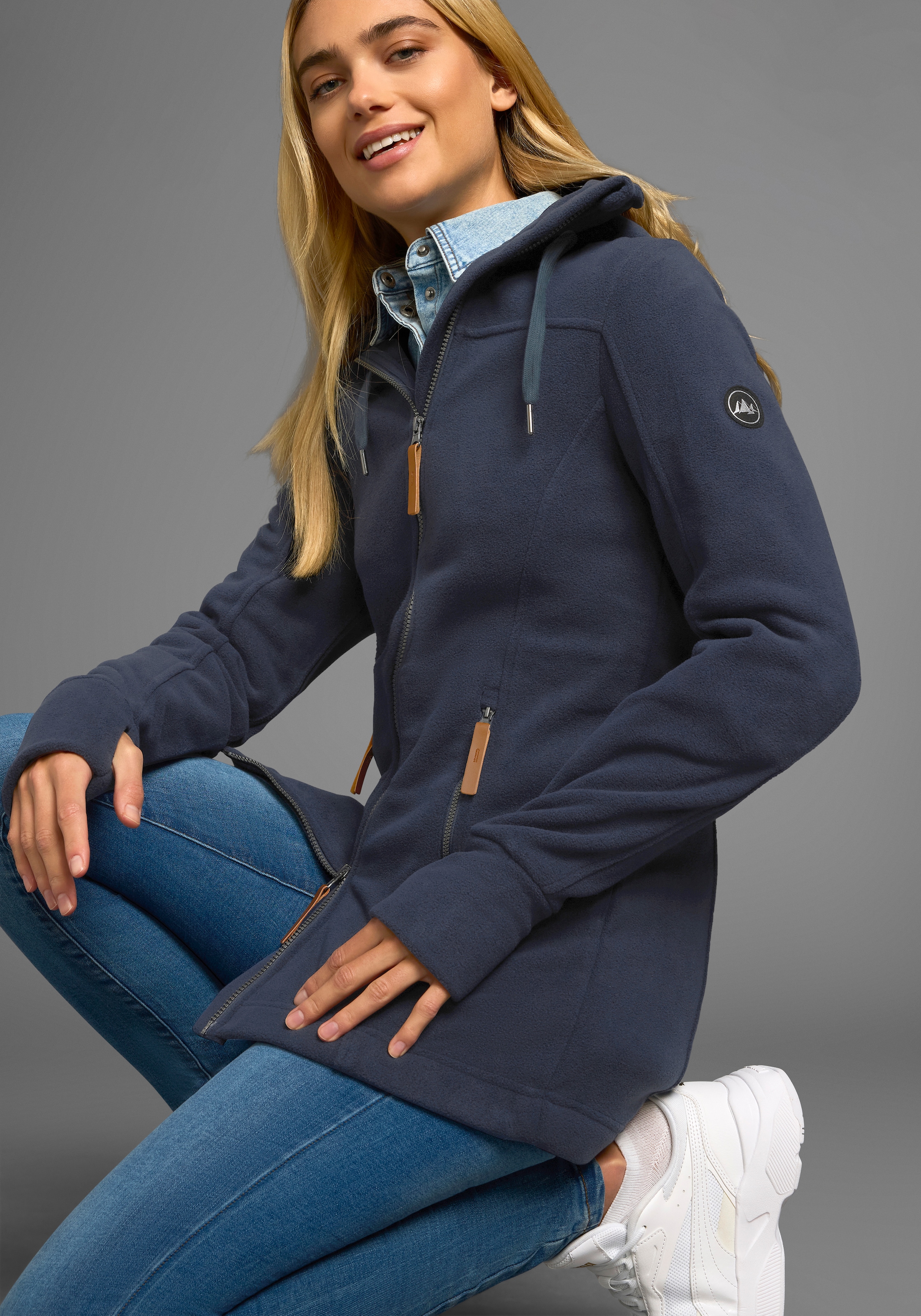 Polarino Fleecejacke, mit Kapuze, aus Fleece, atmungsaktiv, schnell trockne günstig online kaufen