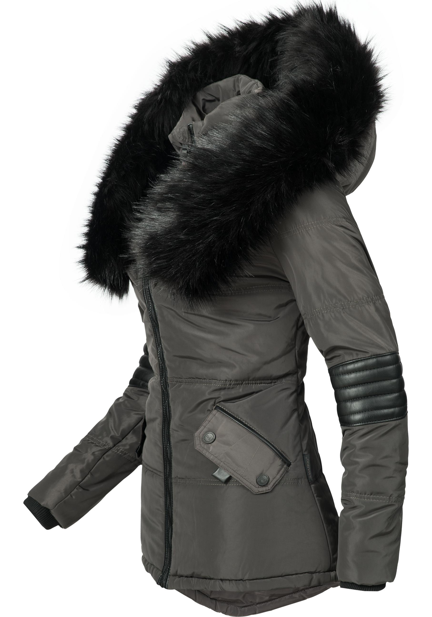 Navahoo Winterjacke "Nirvana" mitKapuze edle Steppjacke m. schwarzem Kunstp günstig online kaufen