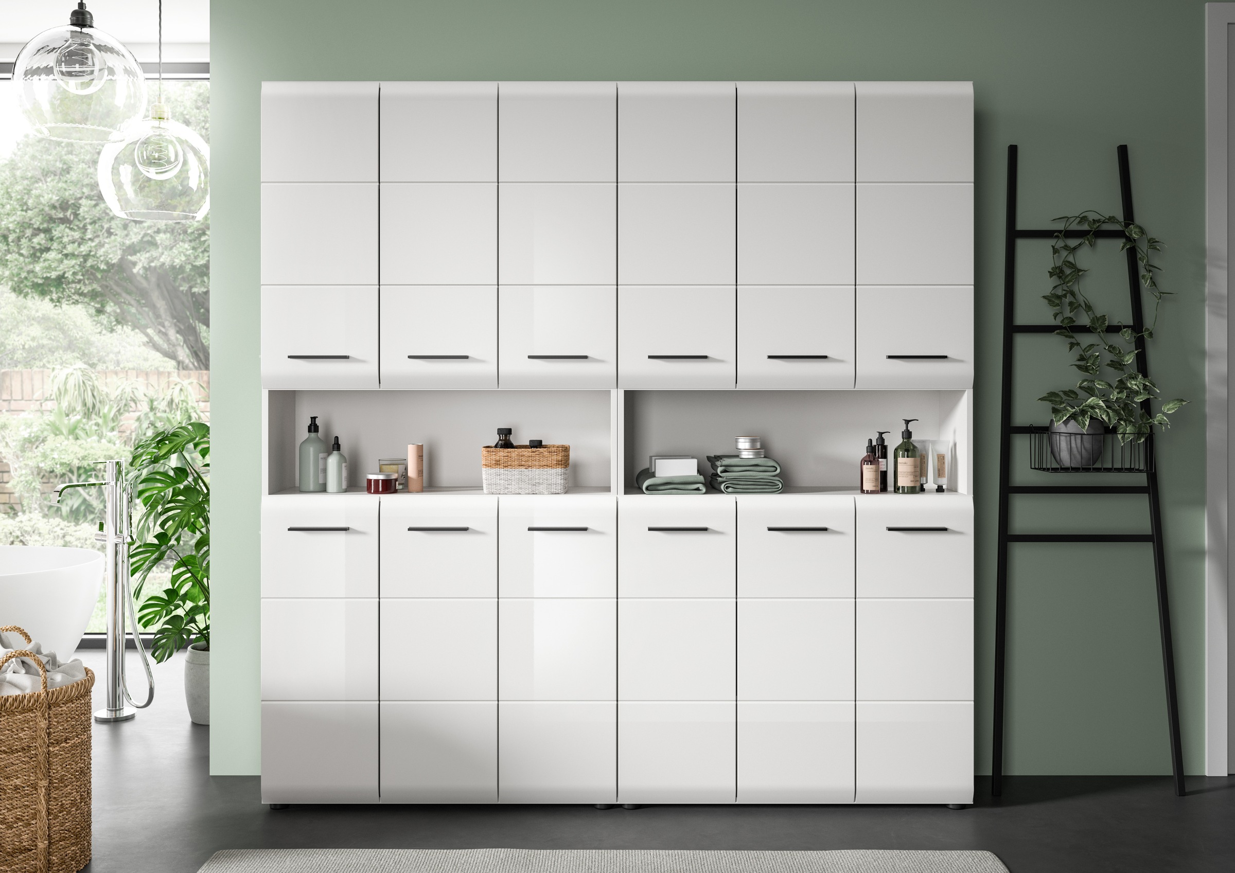INOSIGN Badezimmer-Set, (Set, 2 St.), Florenz, Badkombination 2-tlg. Weiß h günstig online kaufen