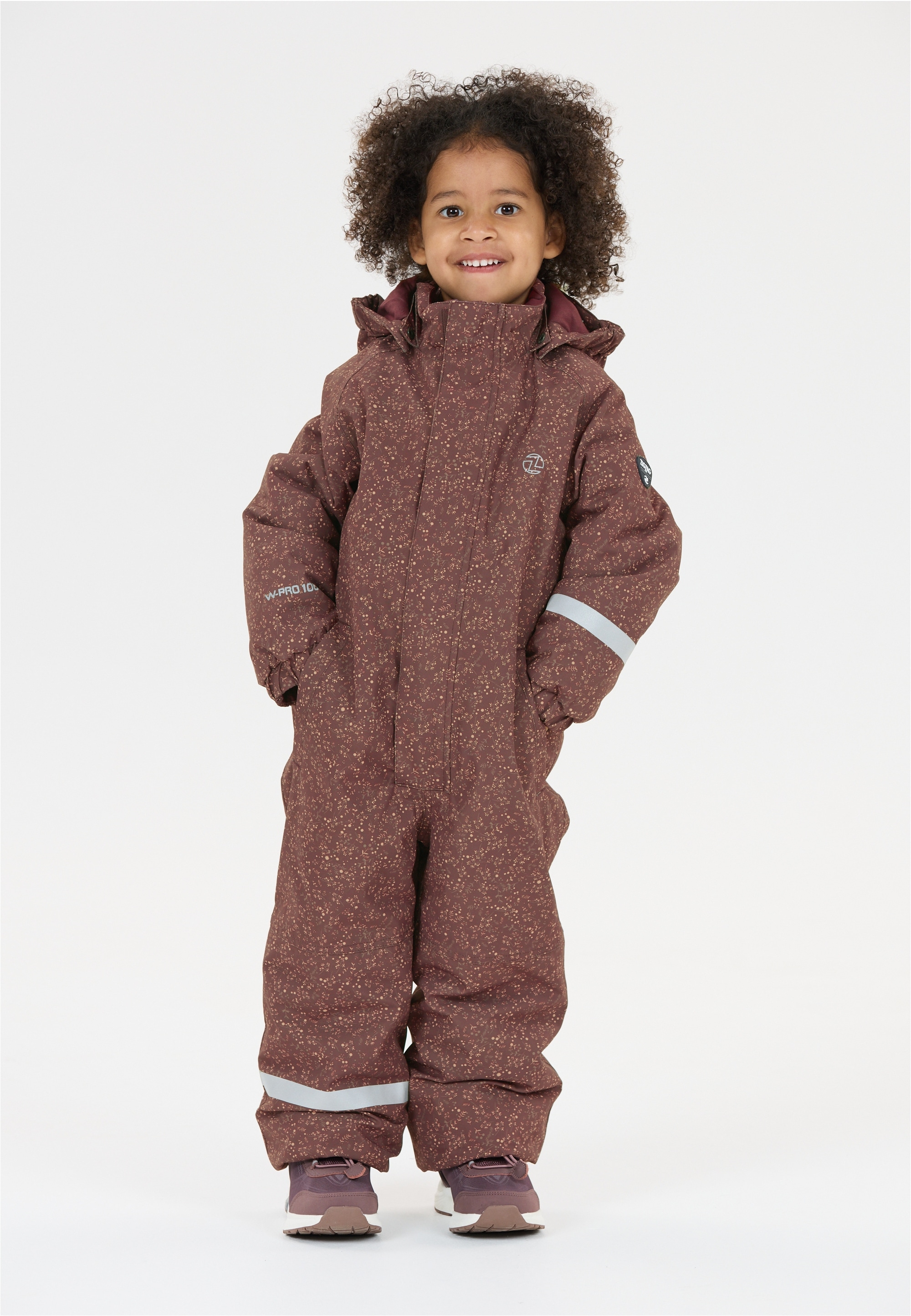 Schneeoverall ZIGZAG "Tower", Kinder, Gr. 122, EURO-Größen, dunkelbraun, rot, 100% Polyester, lang, Overalls, mit wasser- und winddichter TPU-Membran