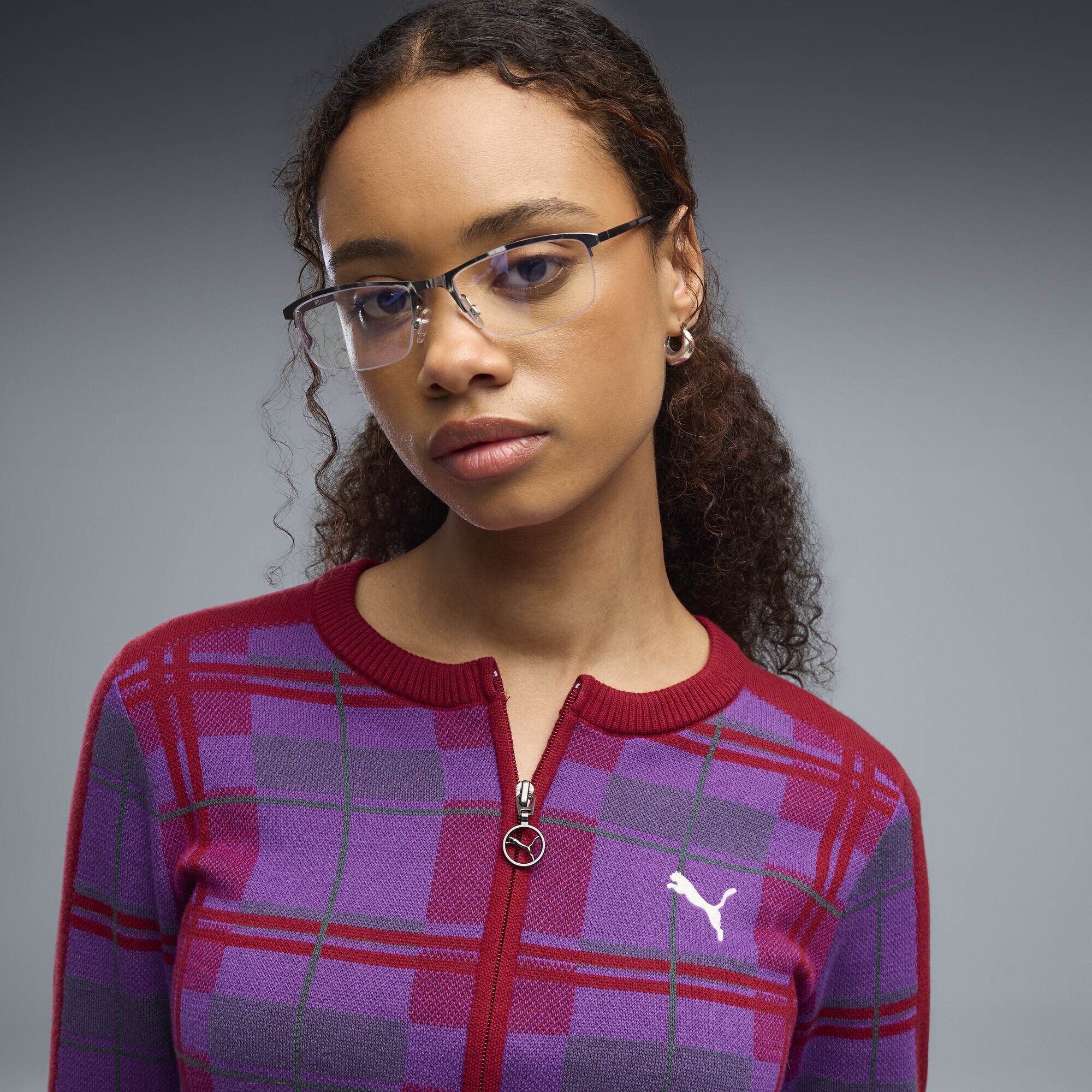 PUMA Strickjacke »T7 Tartan Slim Strickjacke Damen«