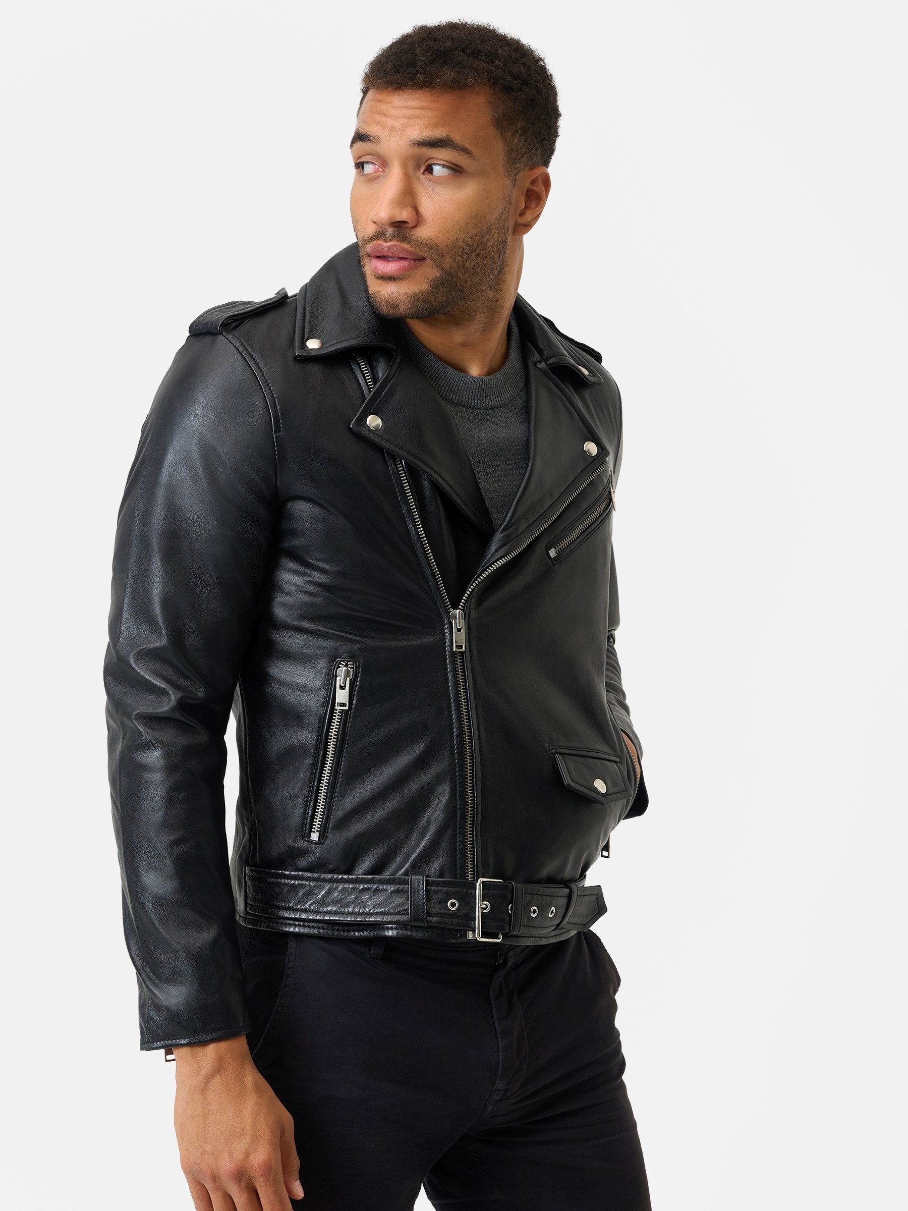 RICANO Bikerjacke »Lederjacke Marco« ohne Kapuze Handgefertigt aus echtem Leder