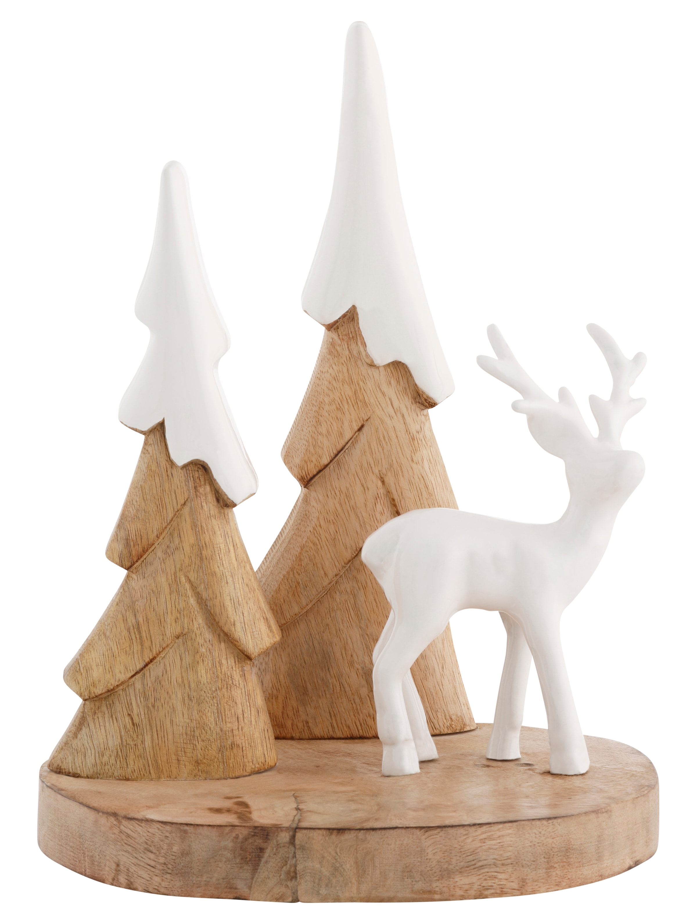 RIFFELMACHER & WEINBERGER Weihnachtsfigur »Elch an Bäumen mit Schneedach, Weihnachtsdeko«