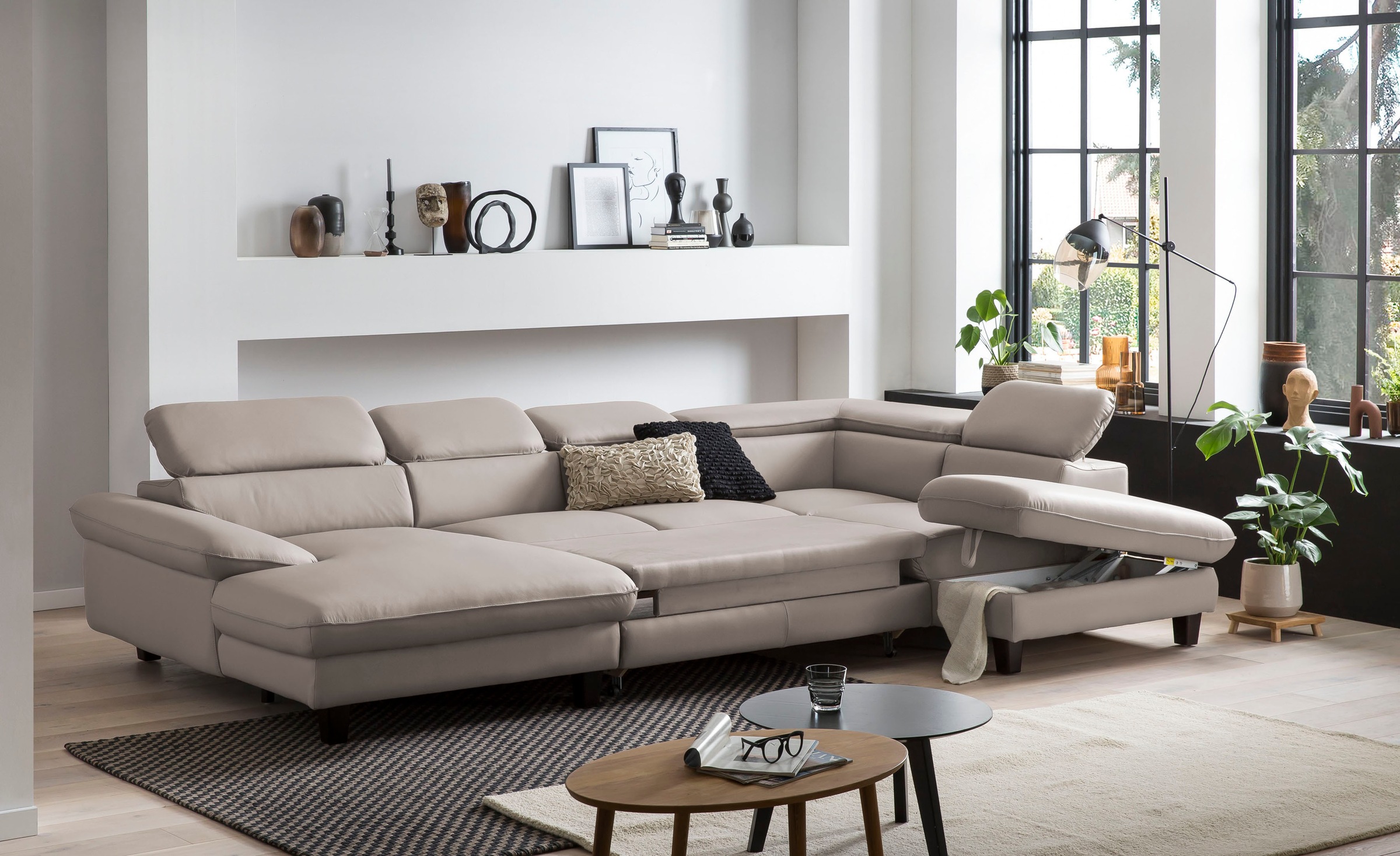 Home affaire Wohnlandschaft »Pilot U-Form«, mit Kopfteilverstellung, wahlweise mit Bettfunktion & Bettkasten