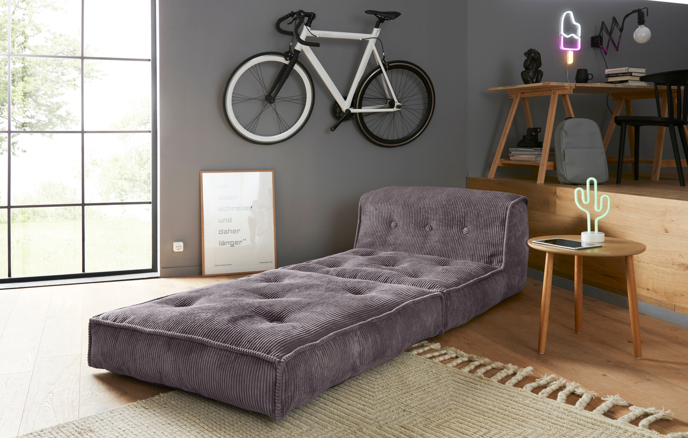 INOSIGN Sessel "Pia" Loungesessel aus Cord, in 2 Größen, Pouf-Funktion. günstig online kaufen