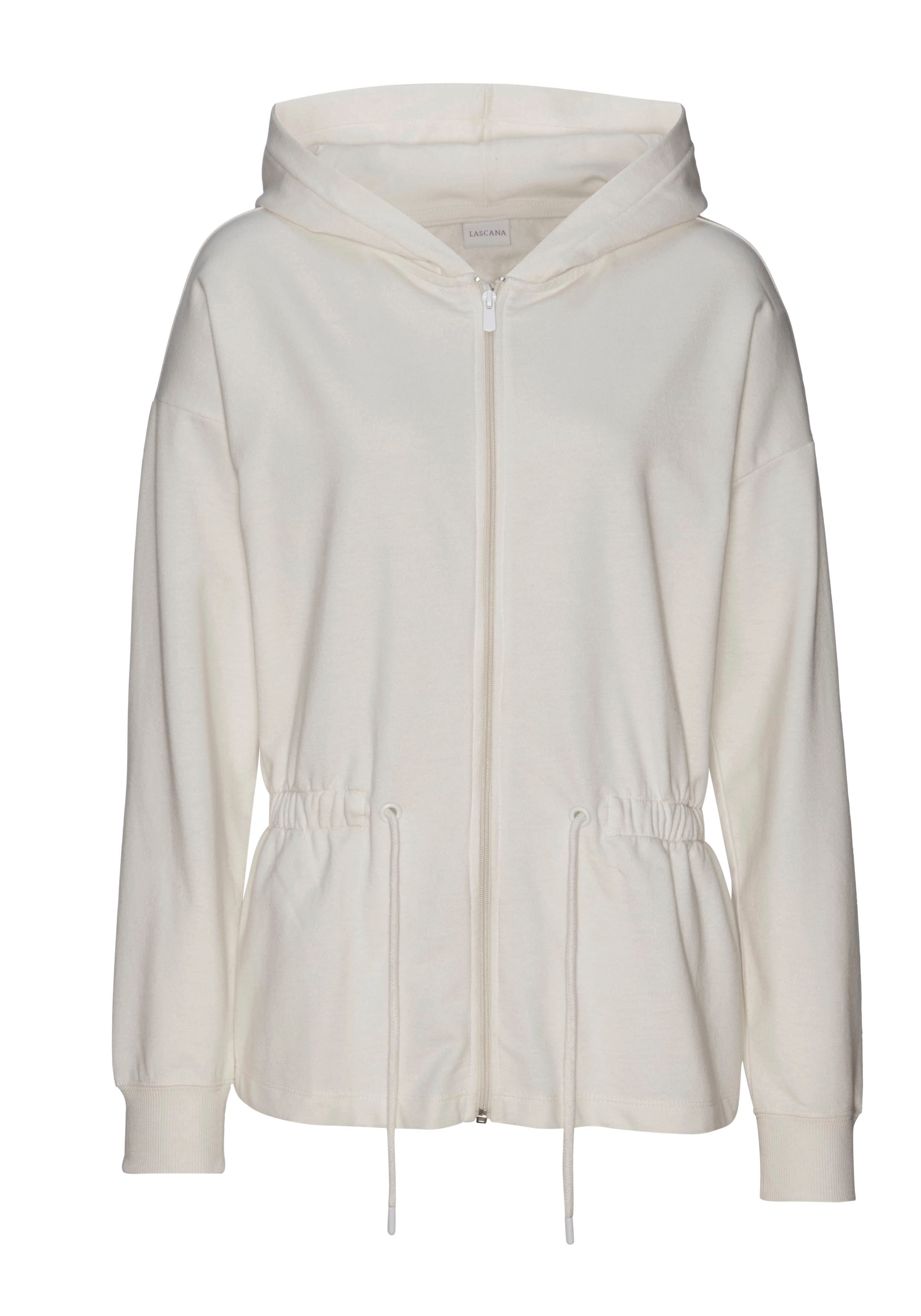 LASCANA Sweatjacke, mit Tunnelzug in der Taille, Loungewear, Loungeanzug