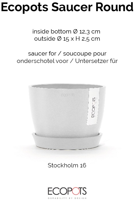 ECOPOTS Topfuntersetzer »Rund 15 Weiß«, für innen und außen: frostsicher, bruchsicher und lichtbeständig